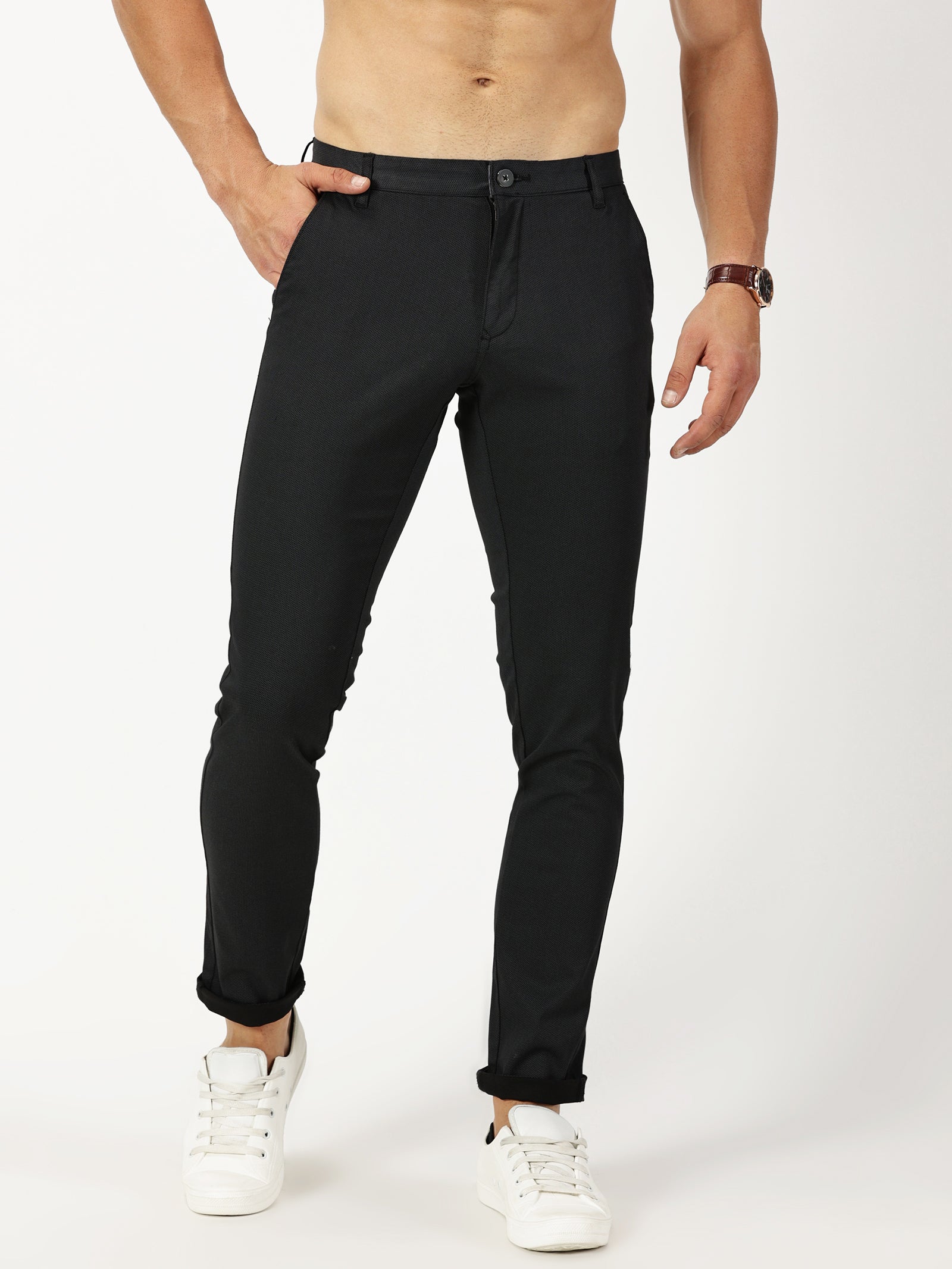 MEN'S BLACK PRINT JASON FIT TROUSER