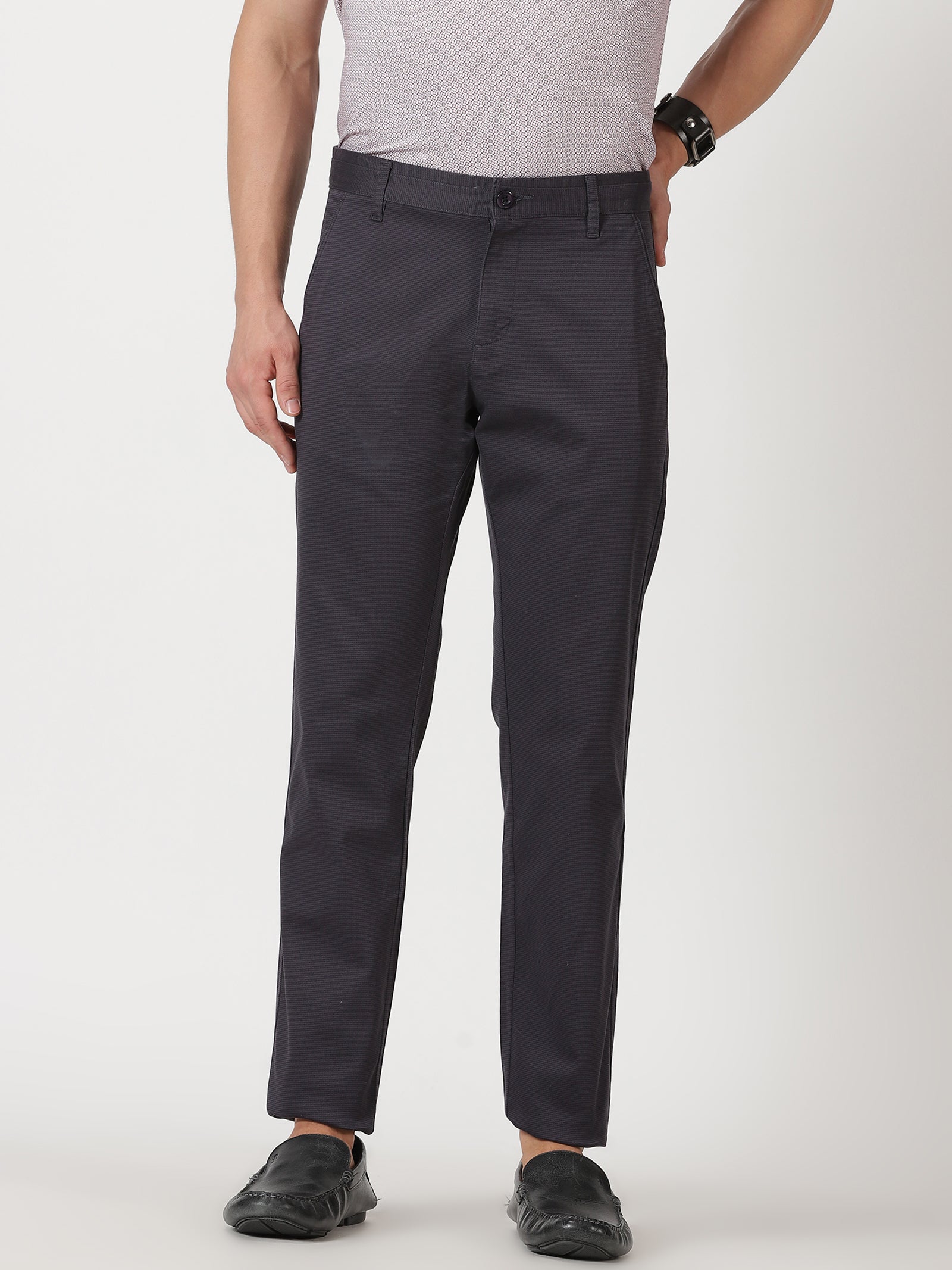 MEN'S DK GREY PRINT JASON FIT TROUSER