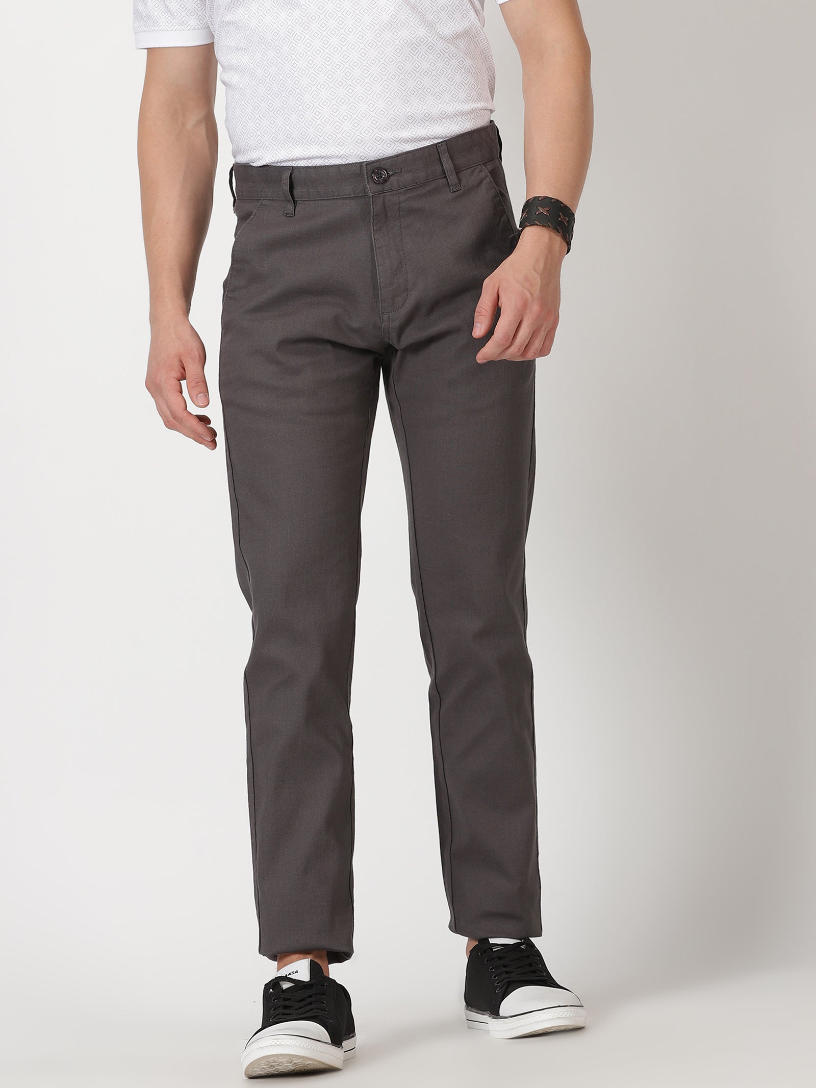 MEN'S DK GREY SOLID JASON FIT TROUSER