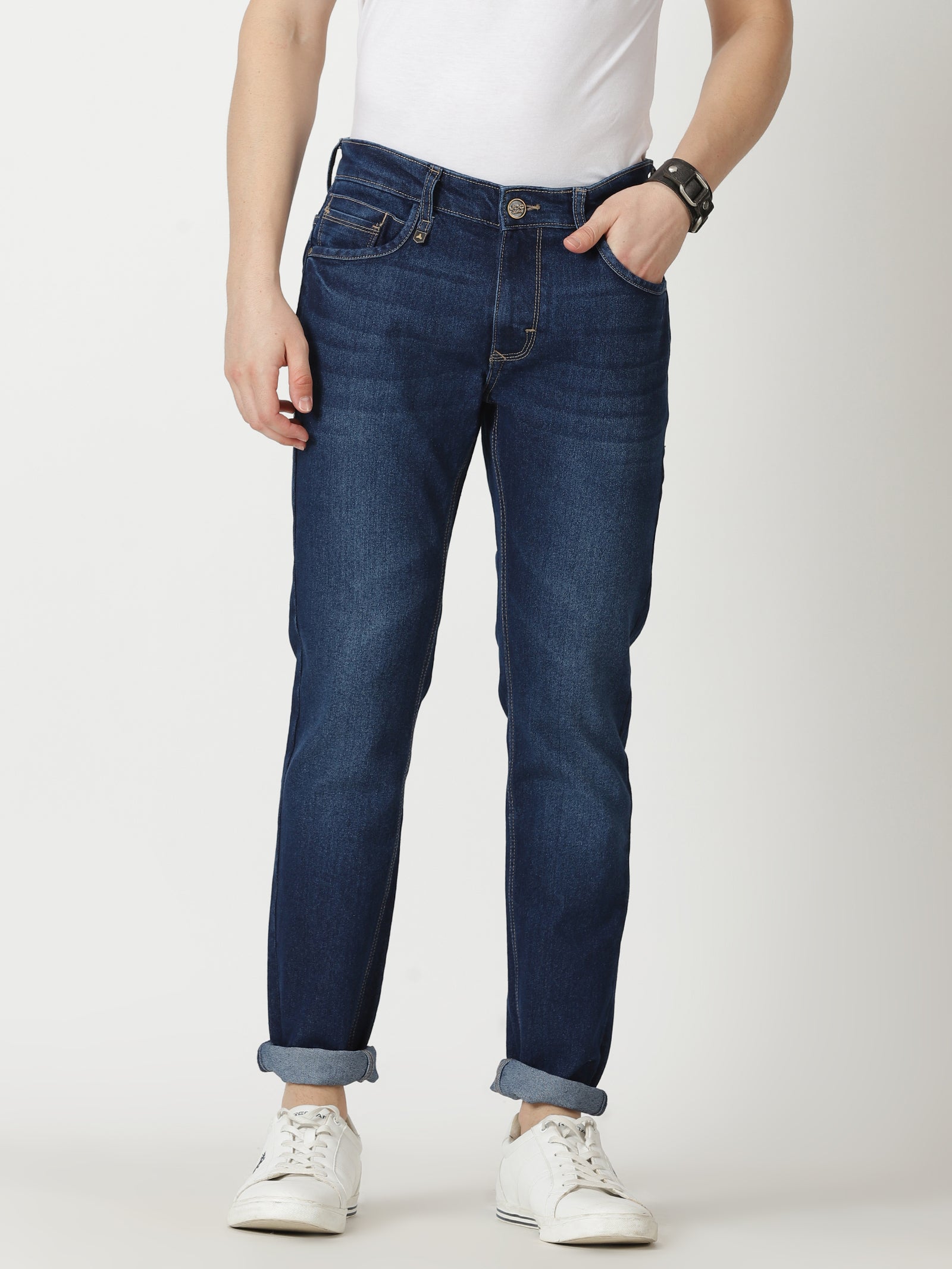 MEN'S DK BLUE SOLID JASON FIT JEANS