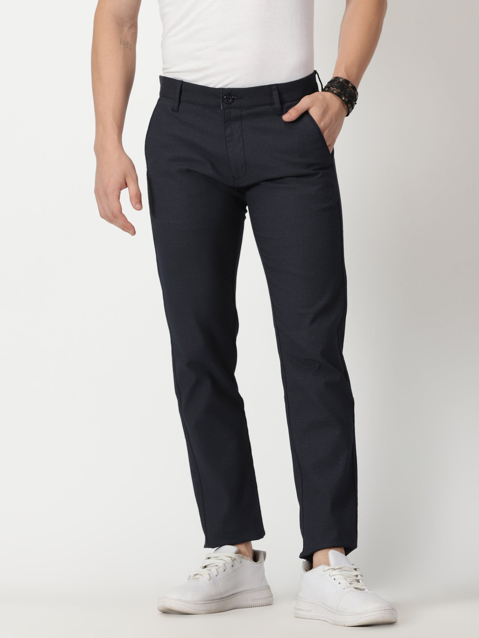 MEN'S NAVY SOLID JASON FIT TROUSER