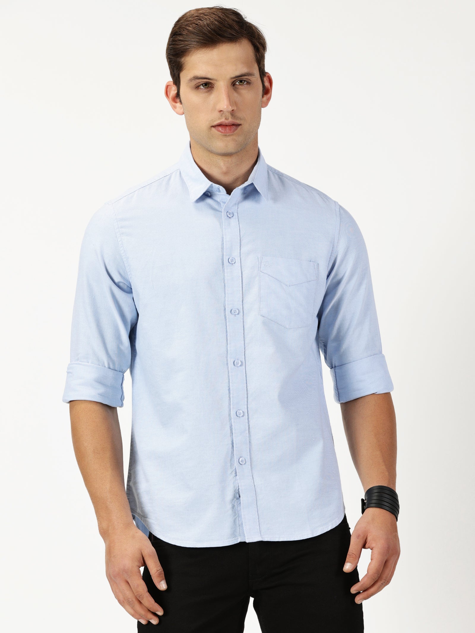 MEN'S LT BLUE SOLID SLIM FIT SHIRT