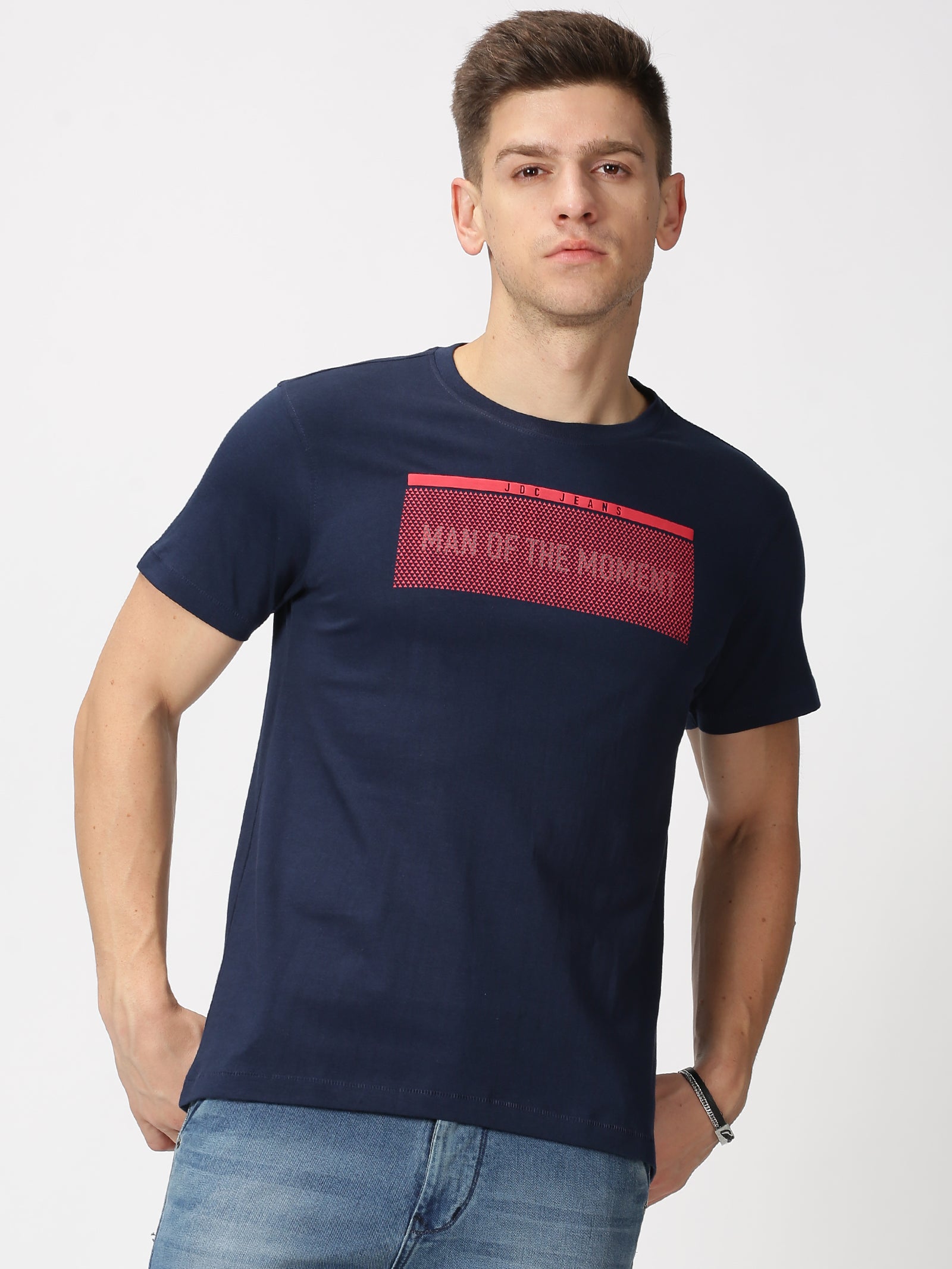 MEN'S NAVY PRINT SLIM FIT T SHIRT