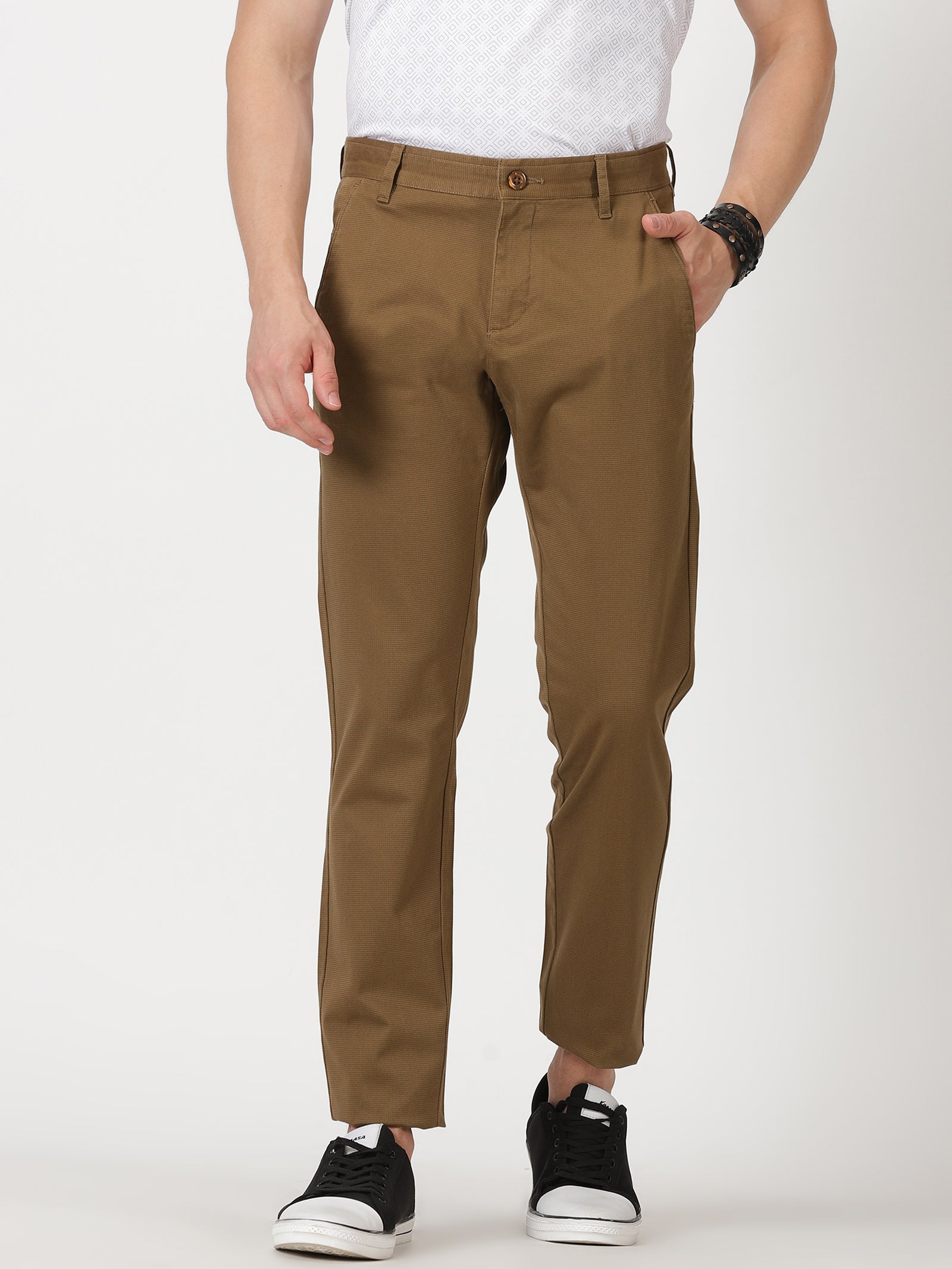 MEN'S KHAKI PRINT JASON FIT TROUSER