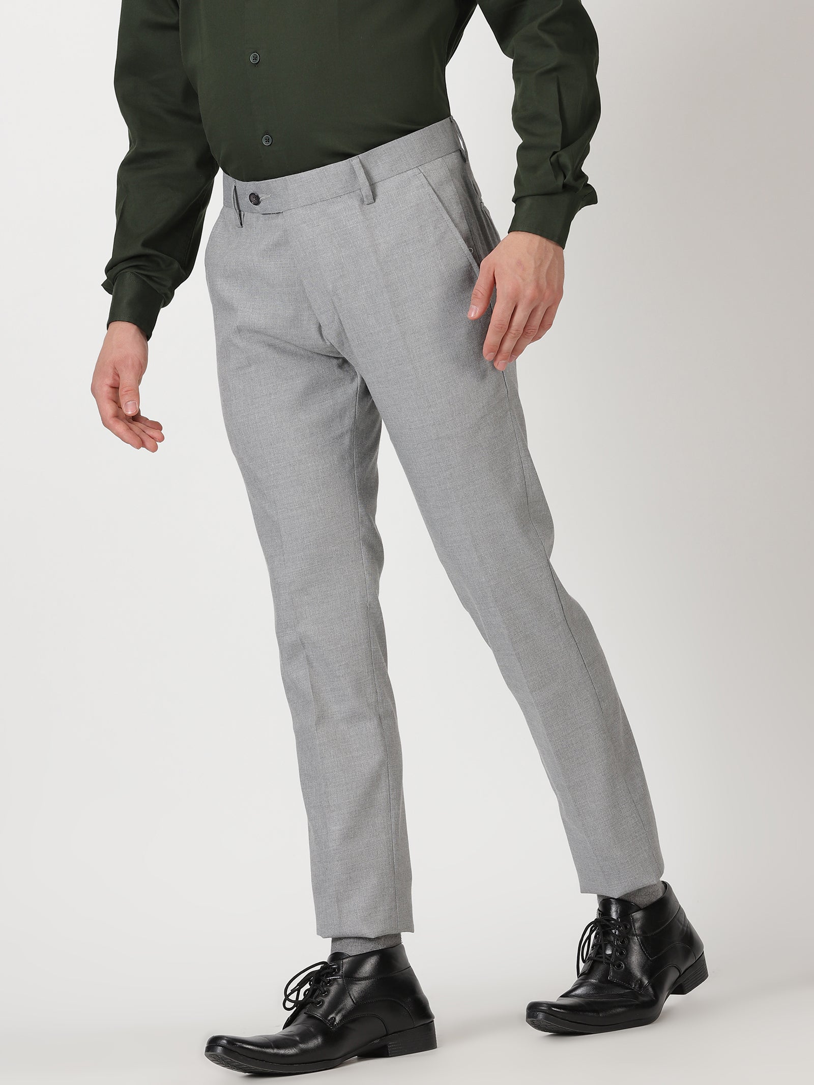 Oyster grey donegal tweed slim fit Trousers