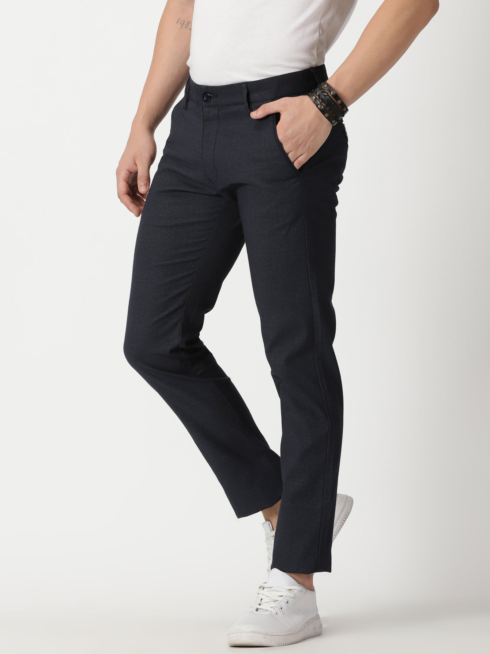 MEN'S NAVY SOLID JASON FIT TROUSER