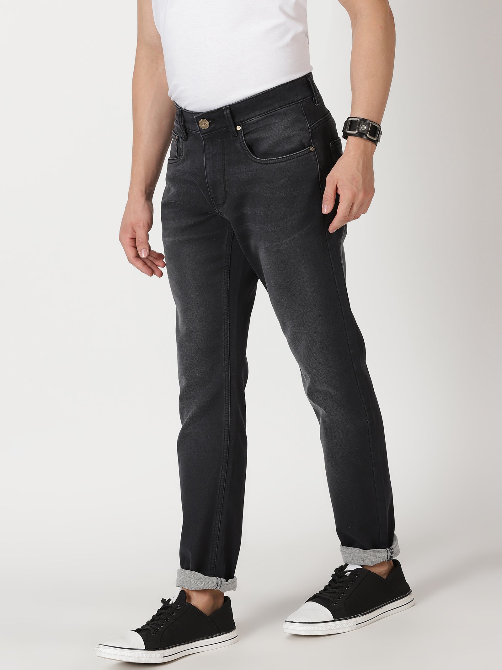 MEN'S DK GREY SOLID JASON FIT JEANS