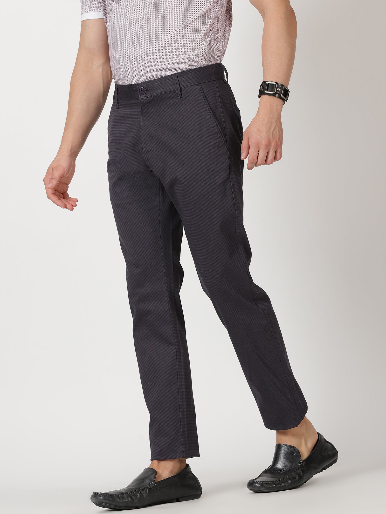 MEN'S DK GREY PRINT JASON FIT TROUSER