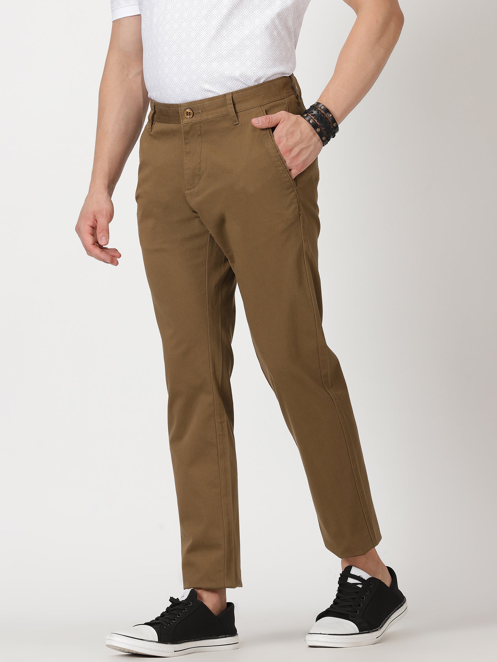 MEN'S KHAKI PRINT JASON FIT TROUSER