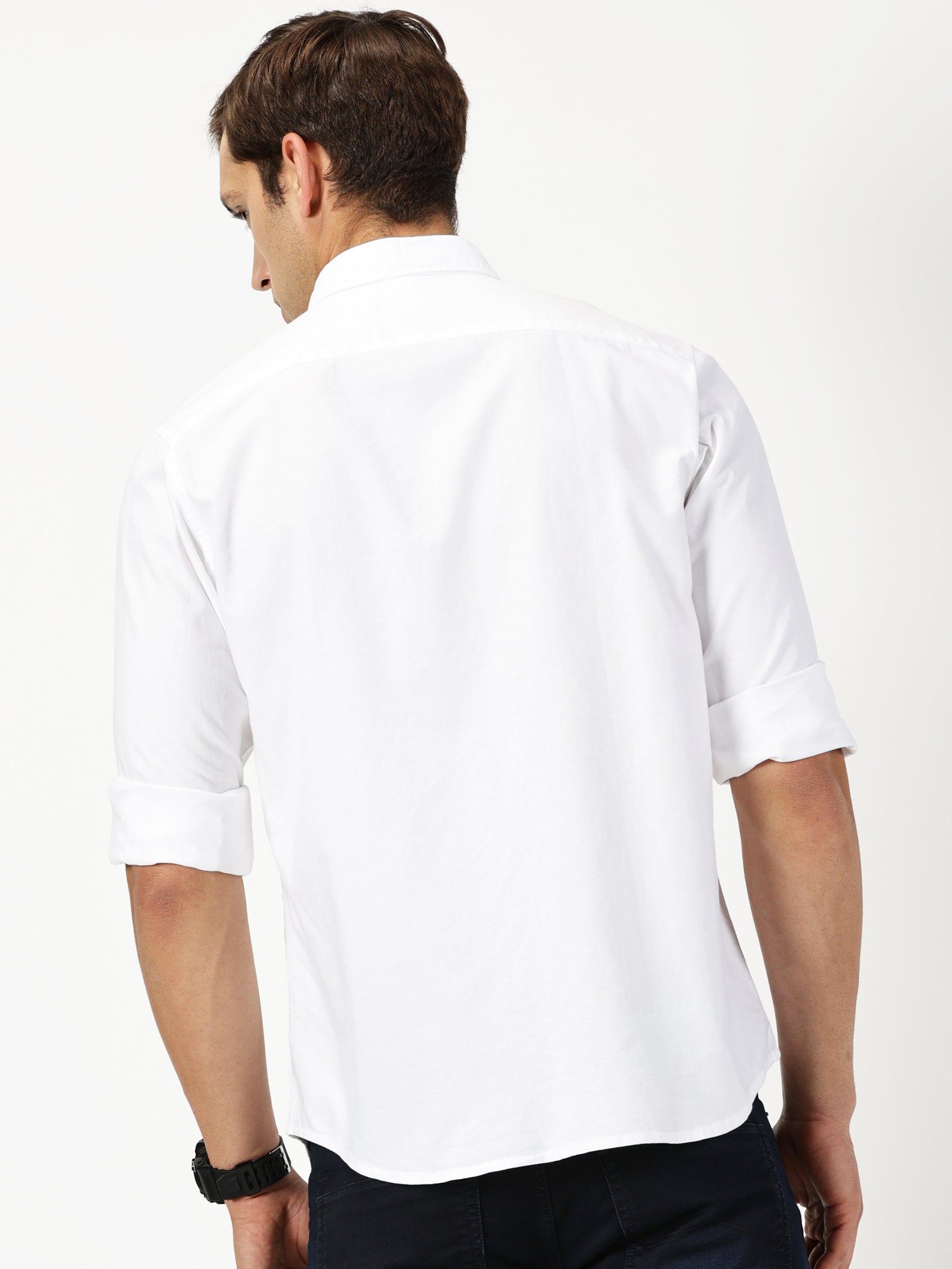 MEN'S WHITE SOLID SLIM FIT SHIRT