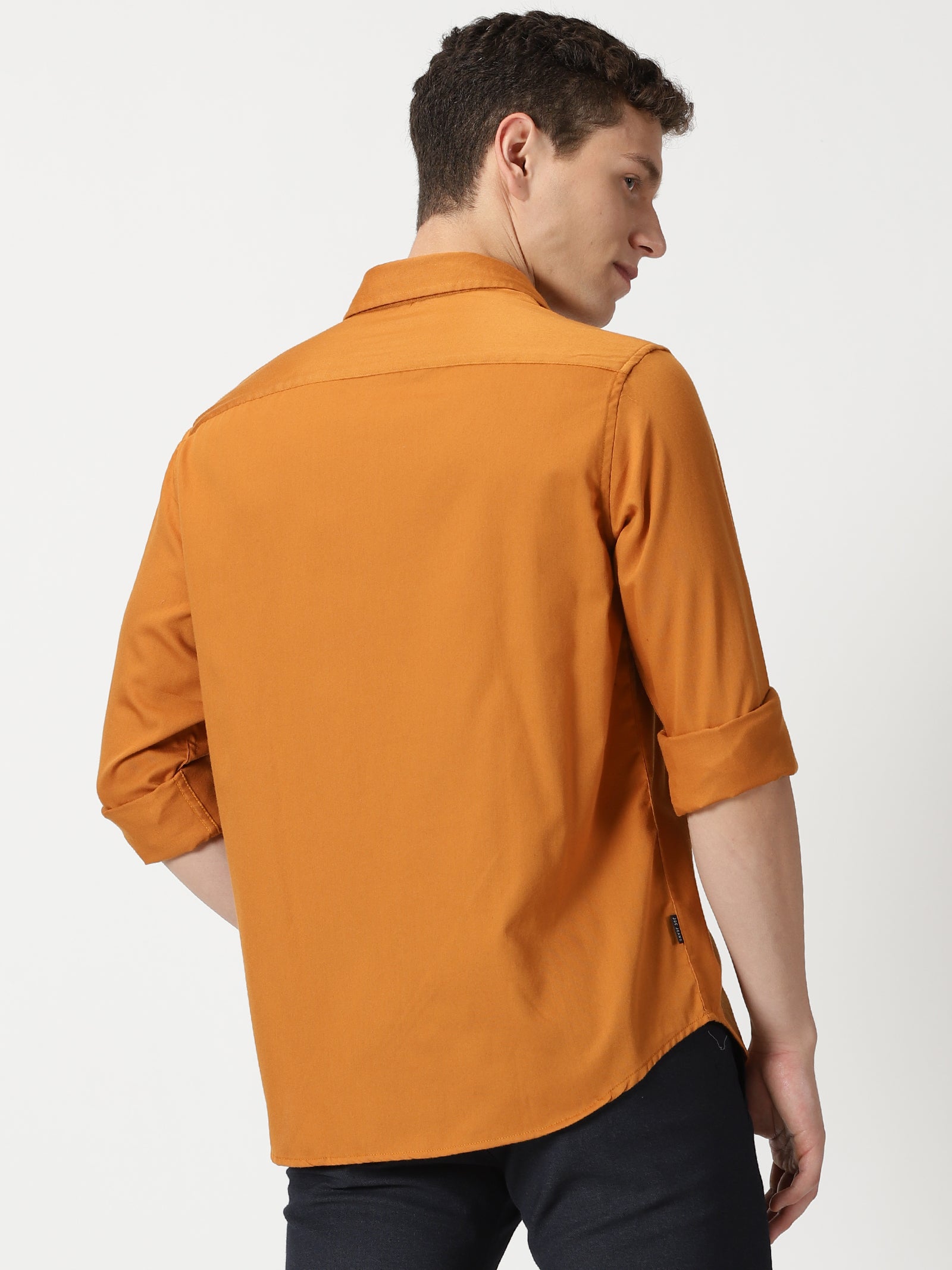 MEN'S RUST PLAIN SLIM FIT SHIRT