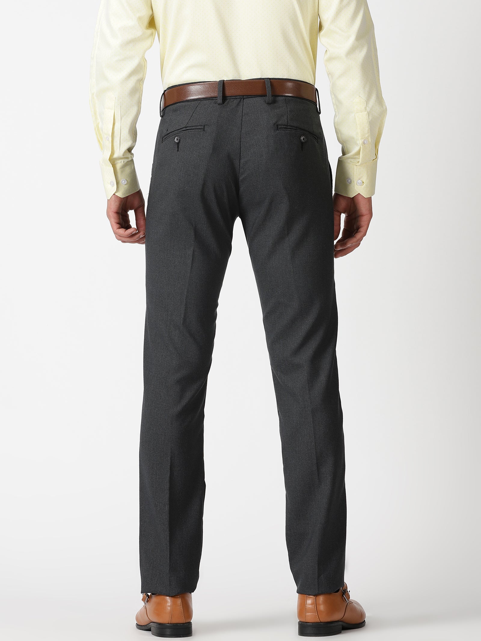 MEN'S NAVY SOLID TAPERED FIT TROUSER