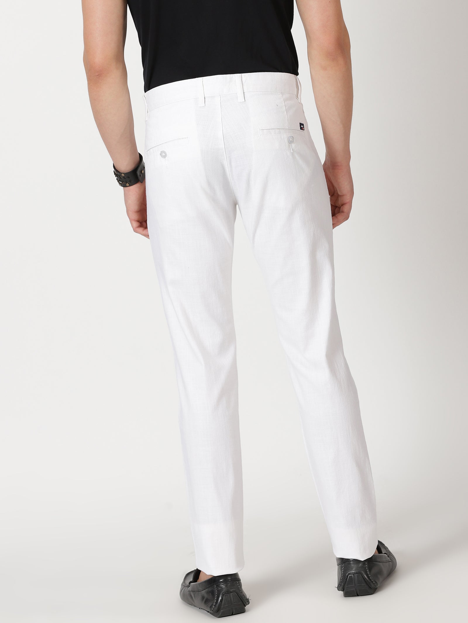 MEN'S WHITE SOLID JASON FIT TROUSER