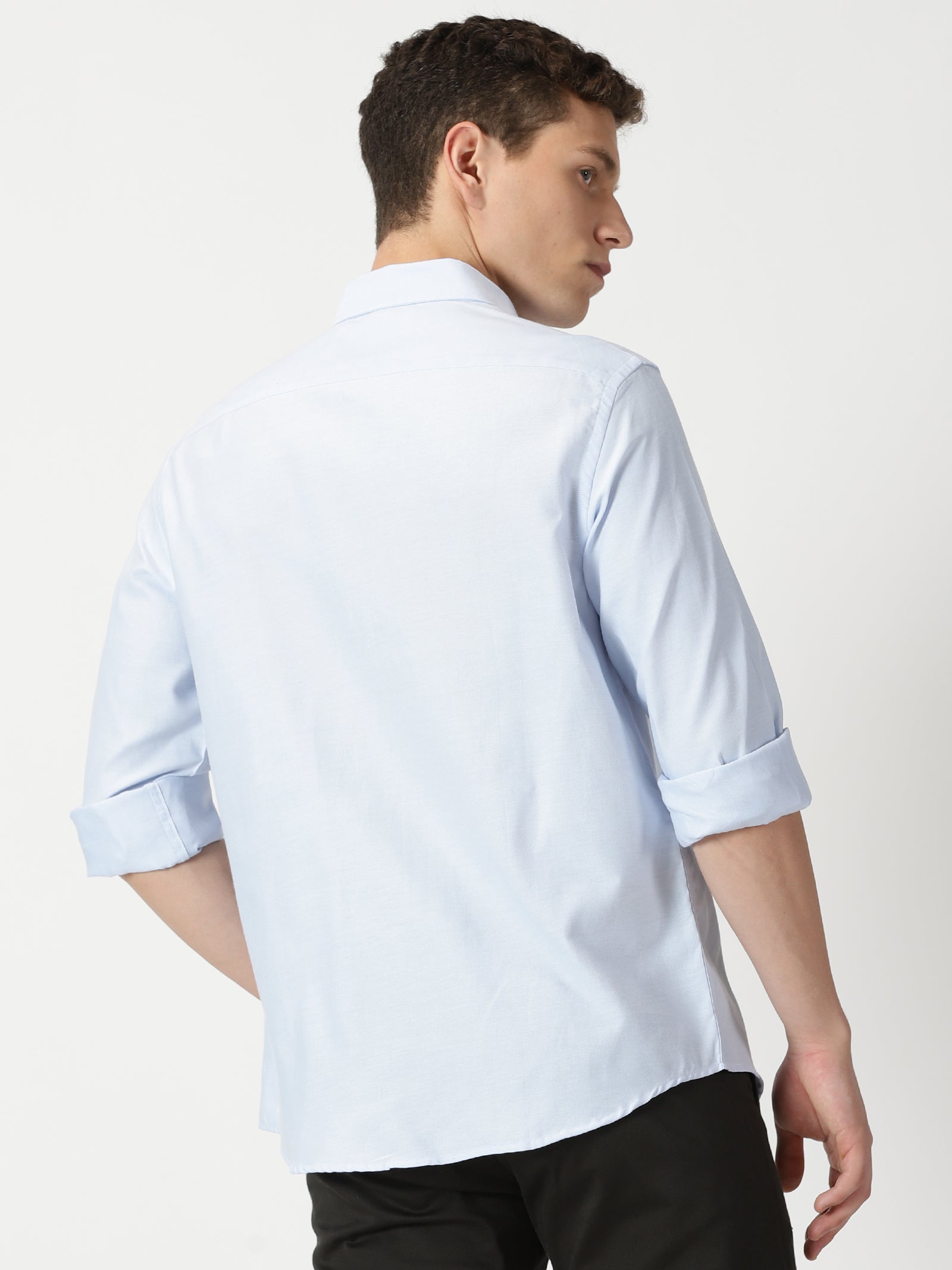 MEN'S  BLUE PLAIN SLIM FIT SHIRT