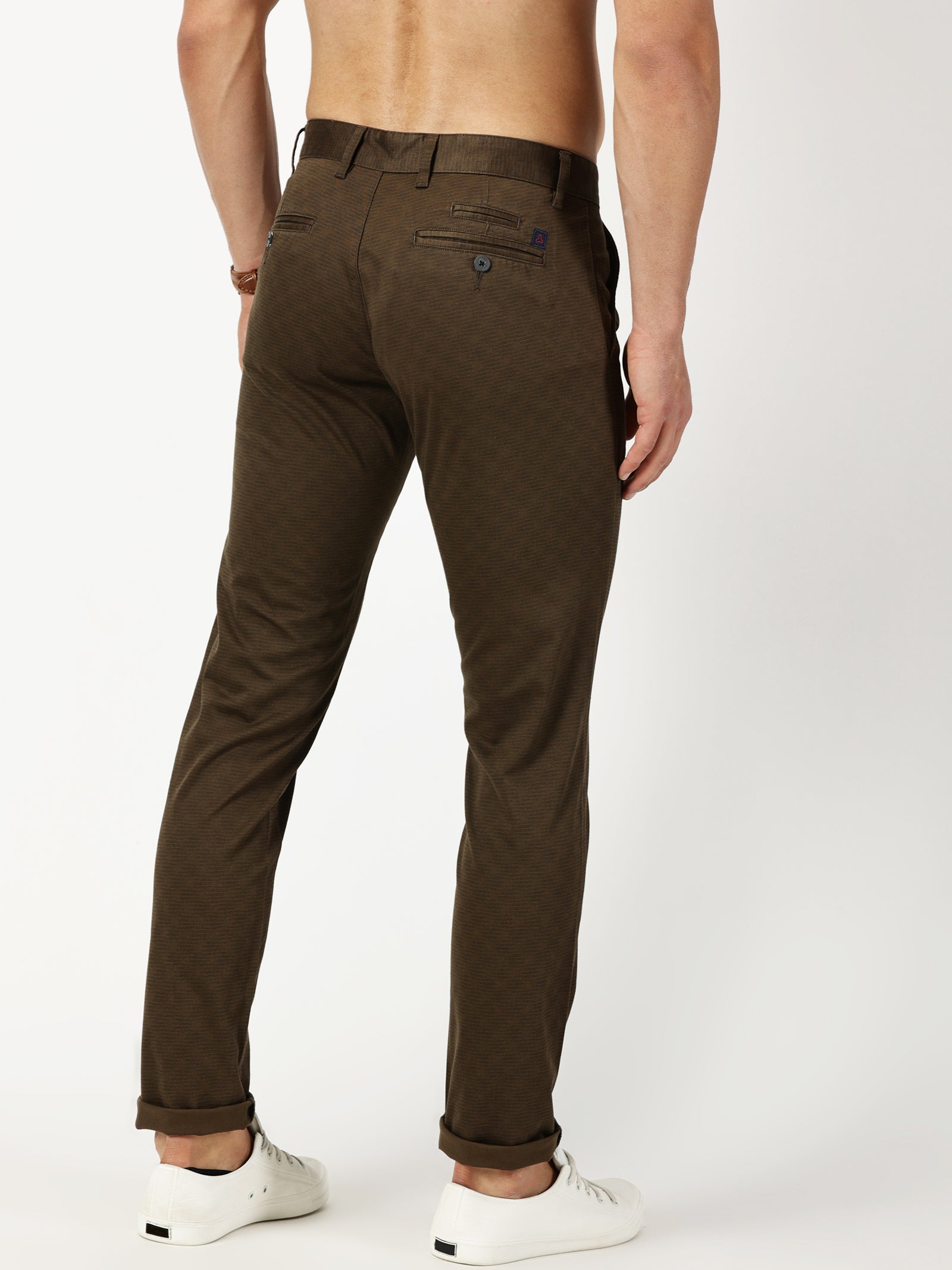 MEN'S BROWN PRINT JASON FIT TROUSER