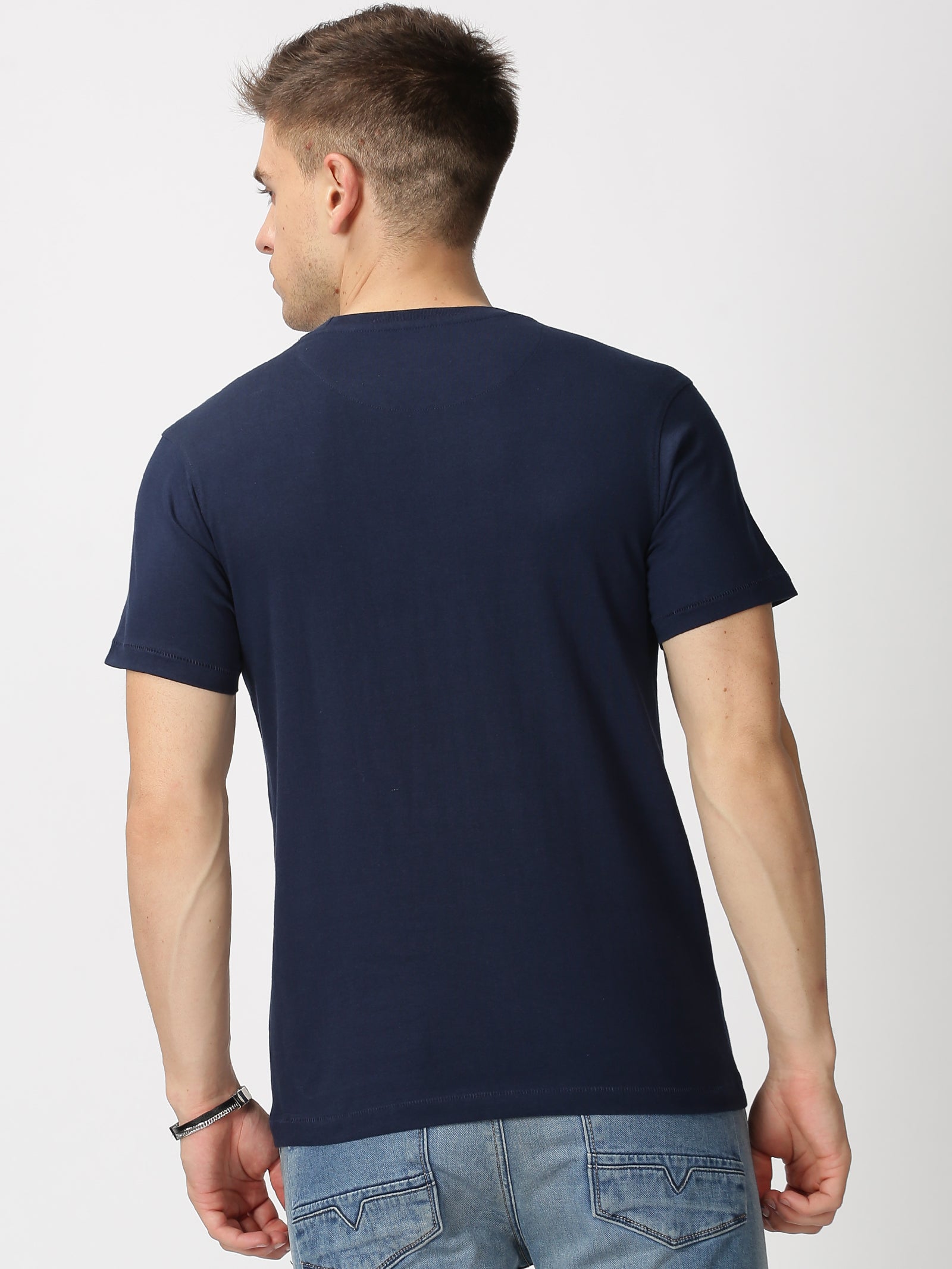 MEN'S NAVY PRINT SLIM FIT T SHIRT