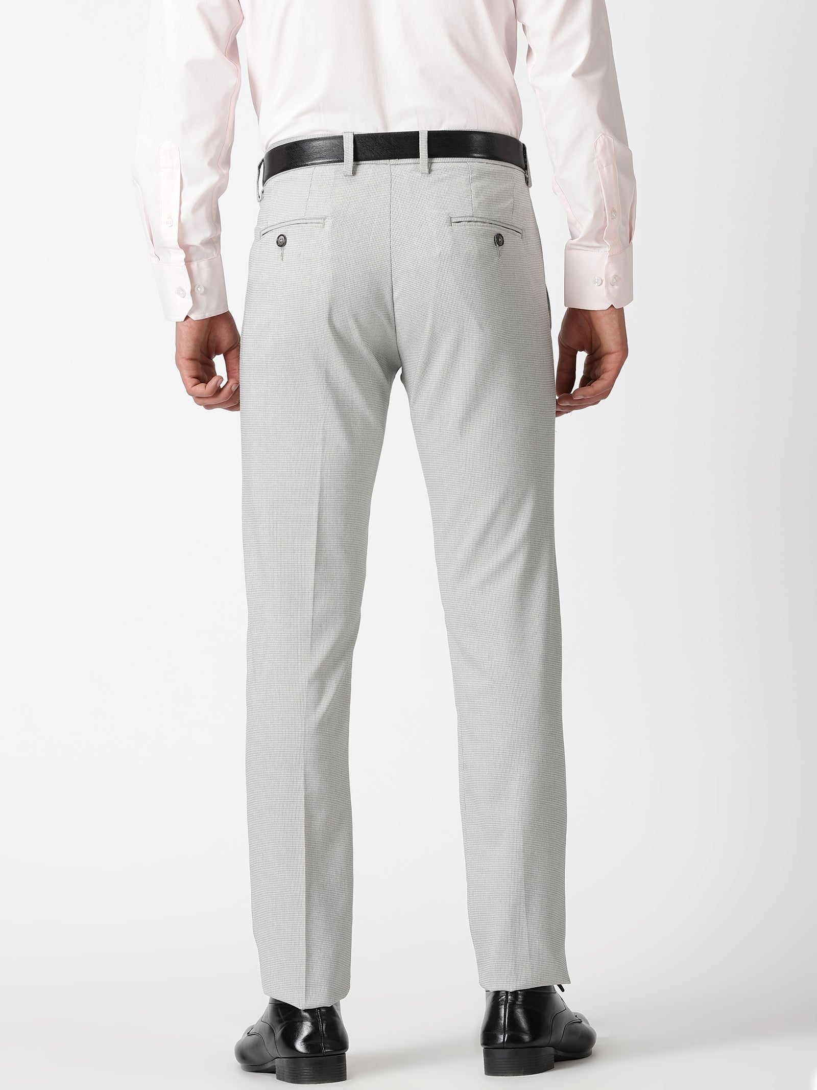 MEN'S LT GREY SOLID TAPERED FIT TROUSER