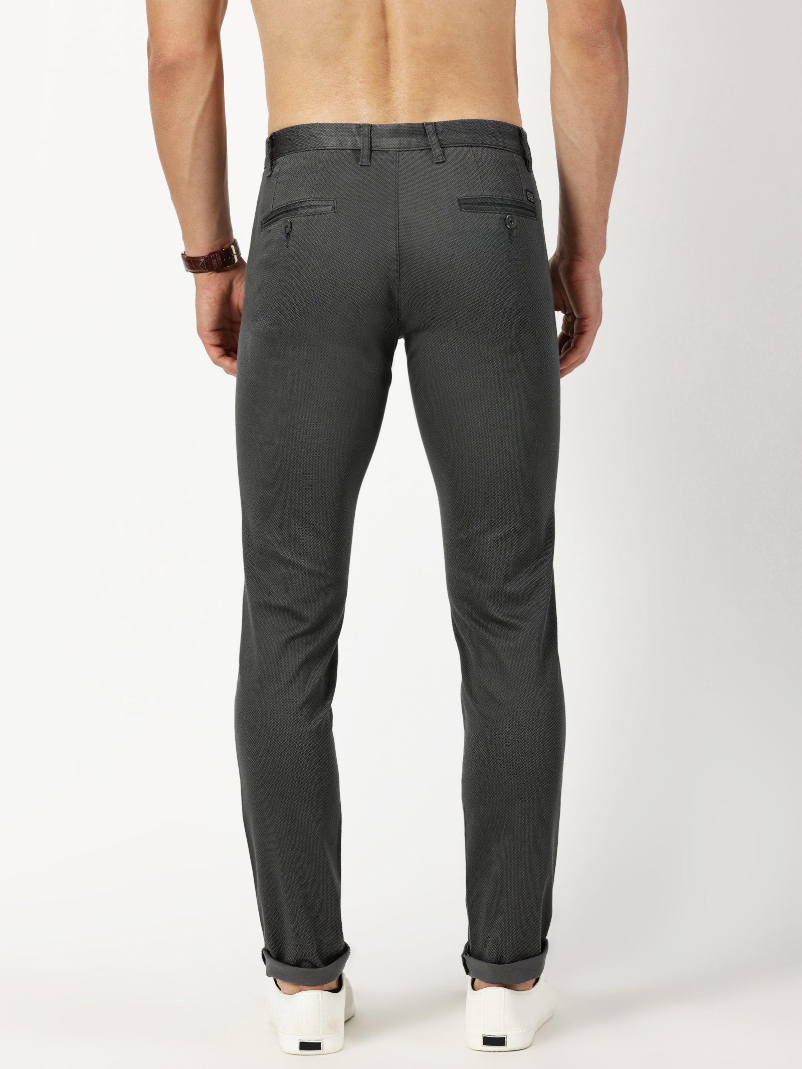 MEN'S DK GREY PRINT JASON FIT TROUSER