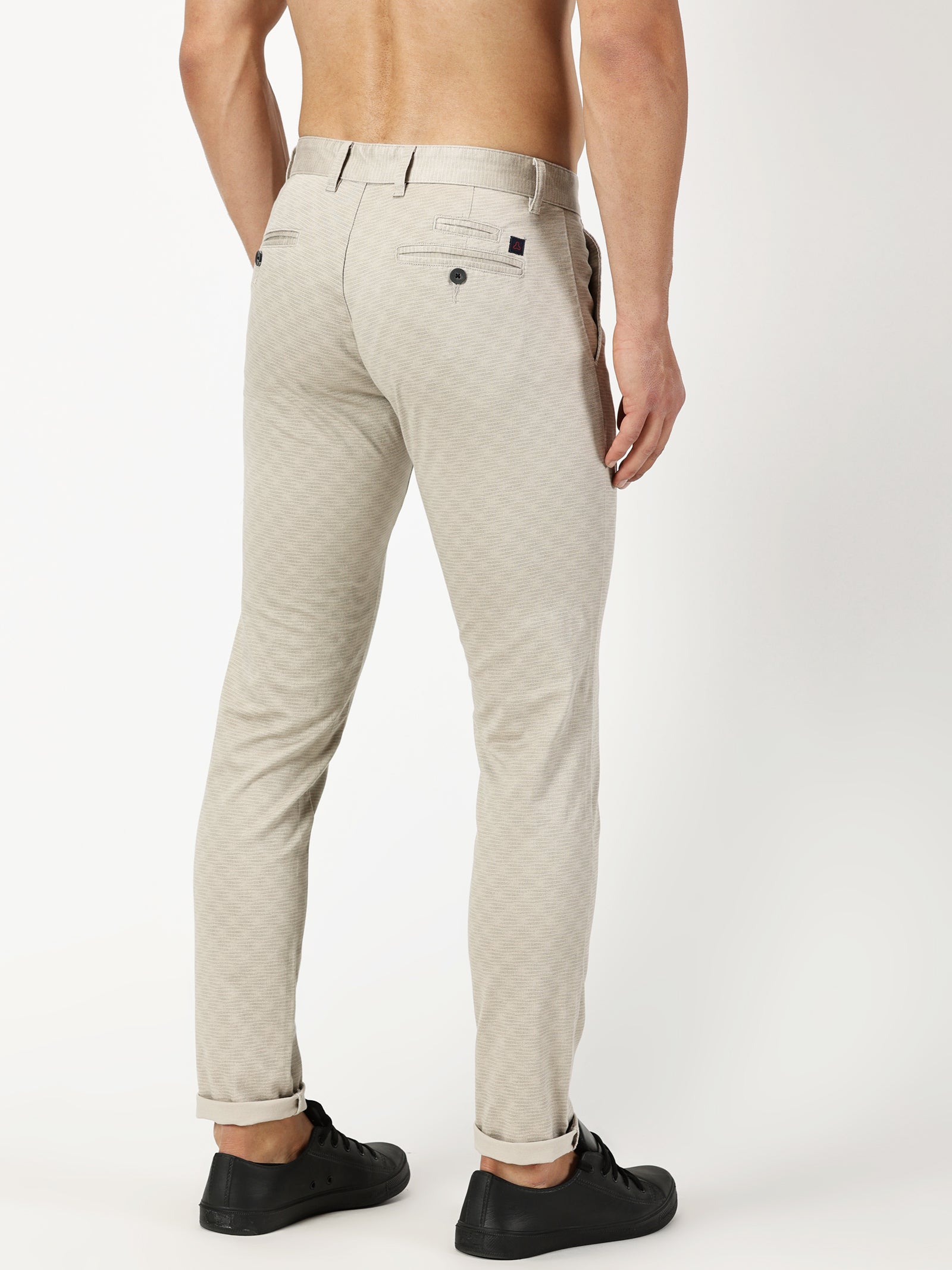 MEN'S LT BEIGE PRINT JASON FIT TROUSER