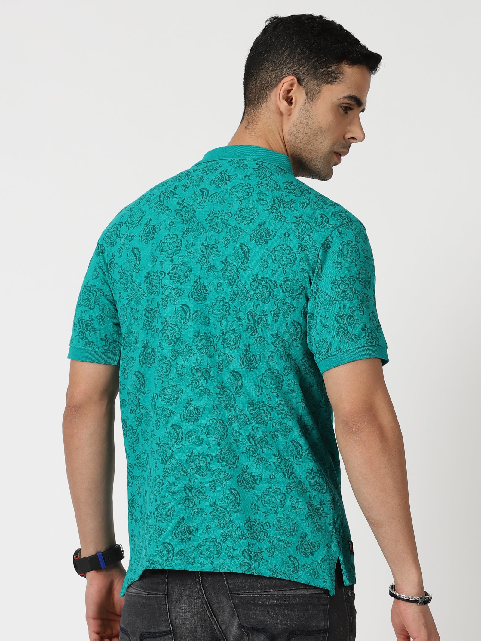 MEN'S LT GREEN PRINT SLIM FIT T SHIRT