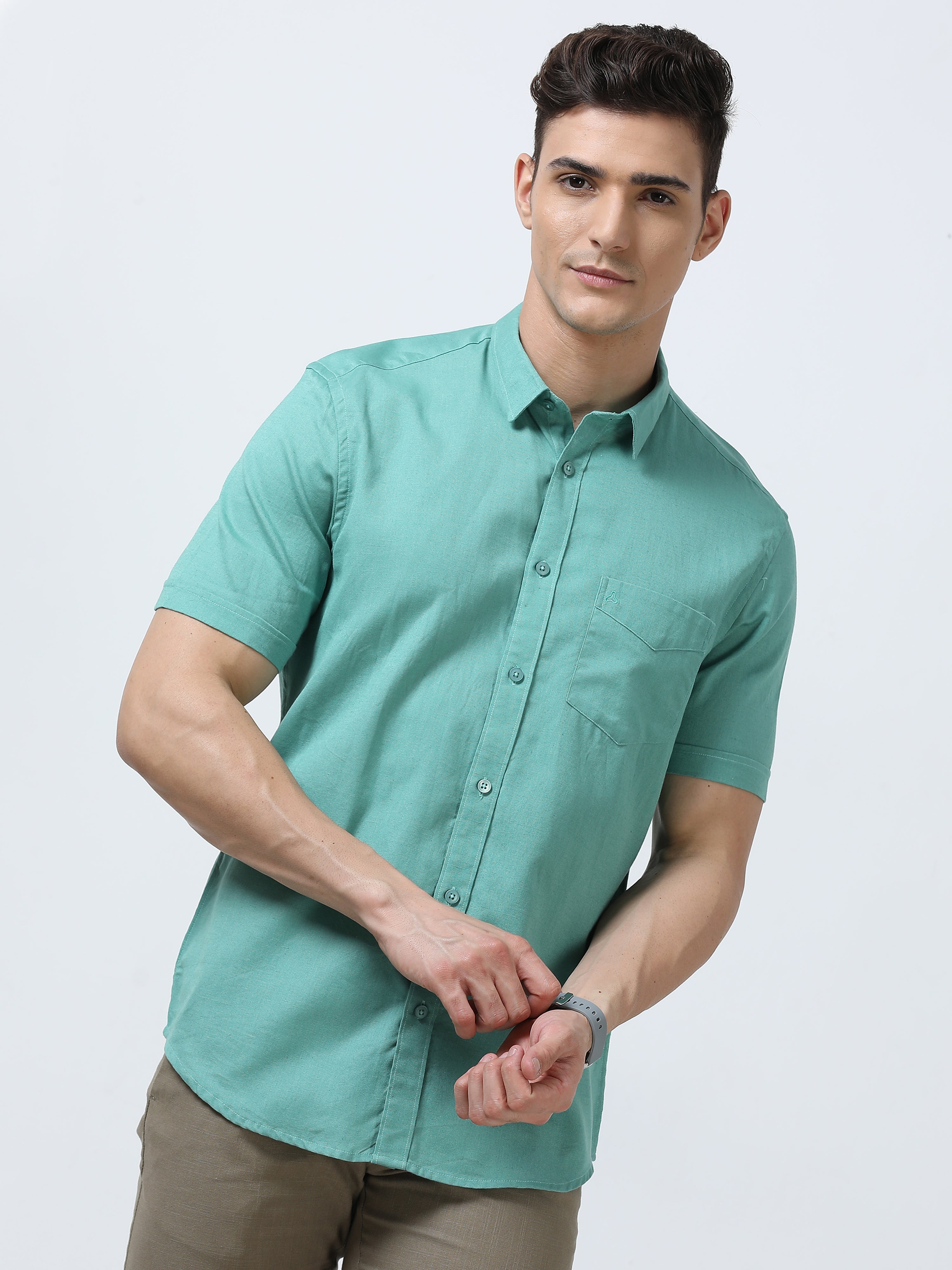 MEN'S EMERALD-SOLID SLIM FIT SHIRT