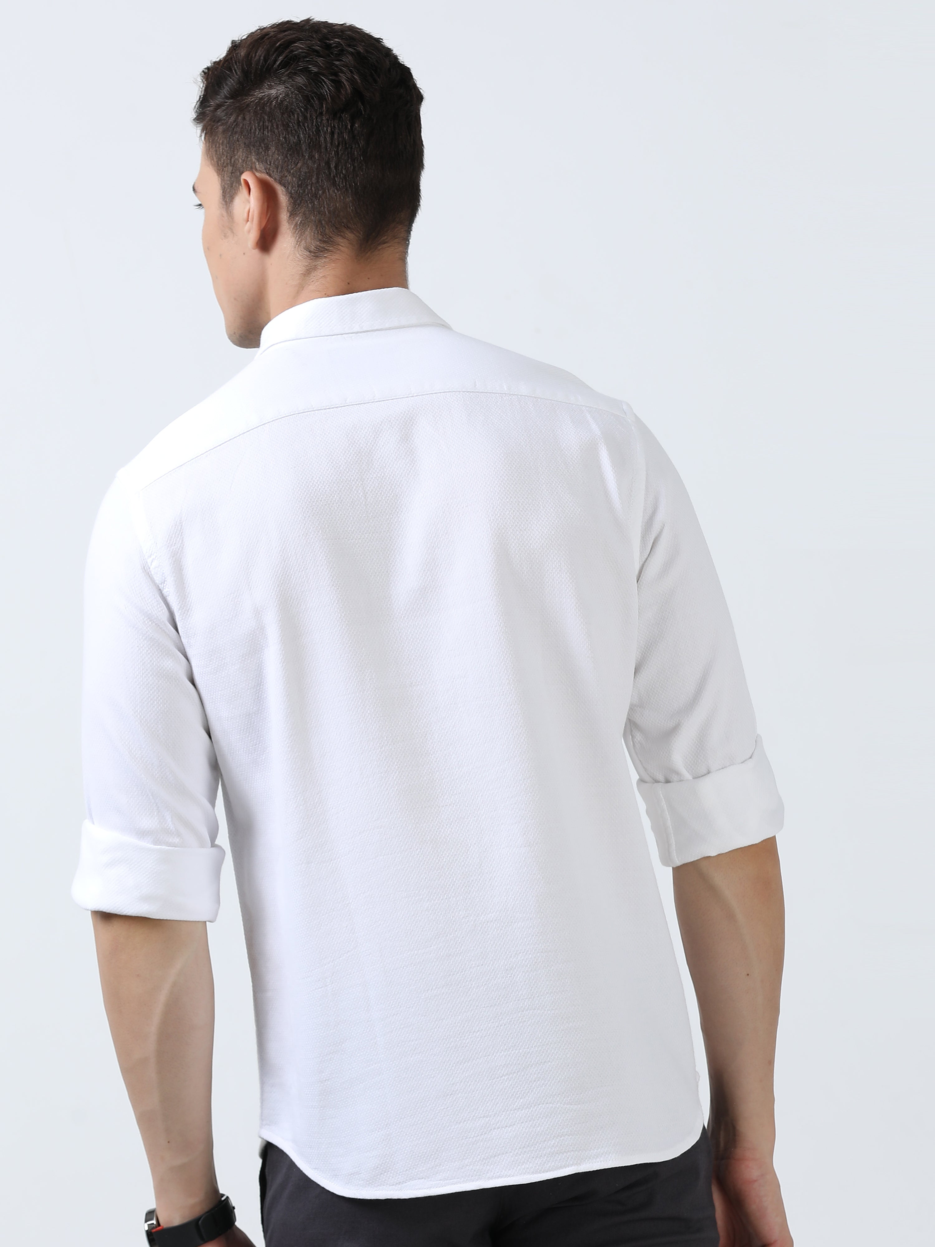 MEN'S WHITE SOLID SLIM FIT SHIRT