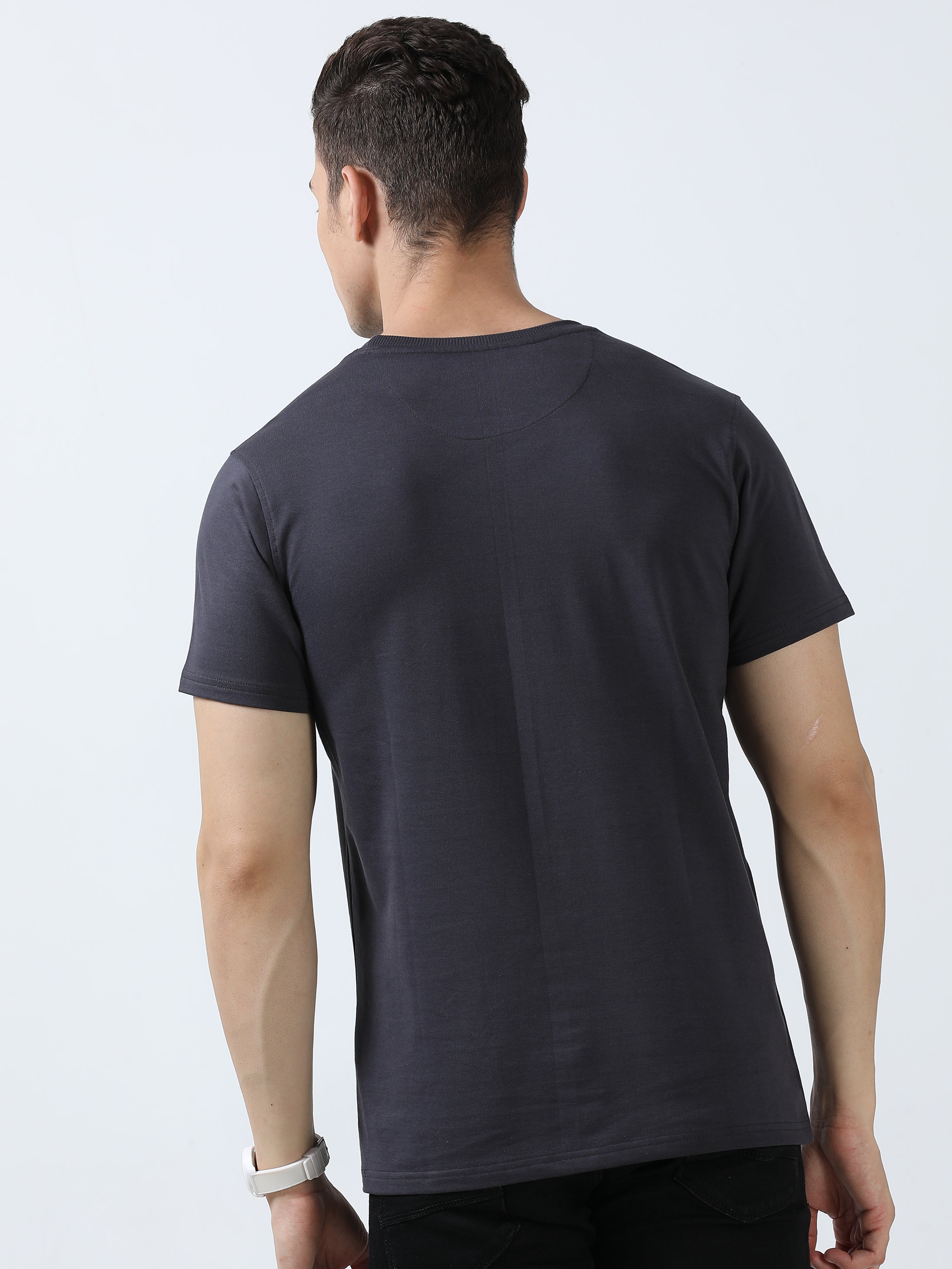 MEN'S DK GREY SOLID SLIM FIT T SHIRT