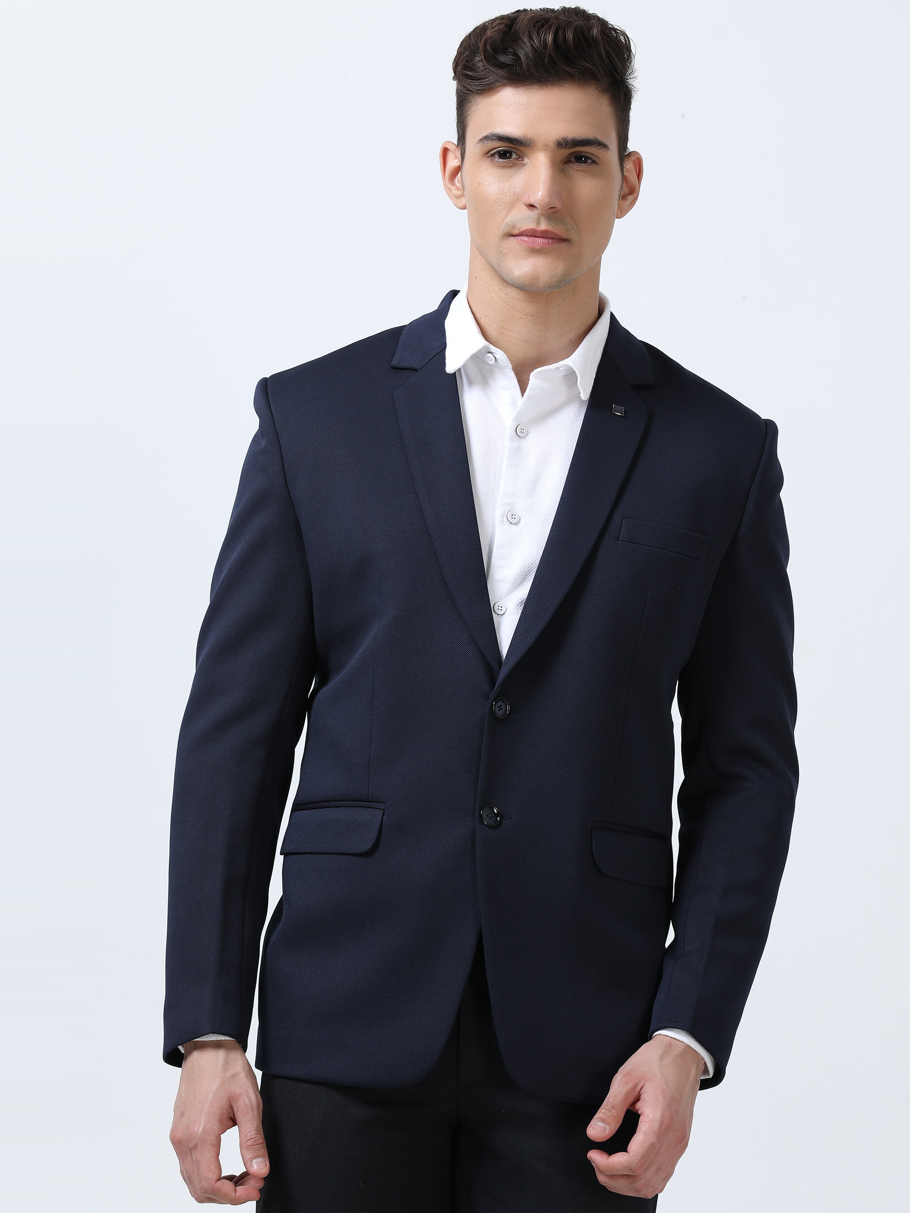 MEN'S DK.NAVY SOLID SLIM FIT BLAZER