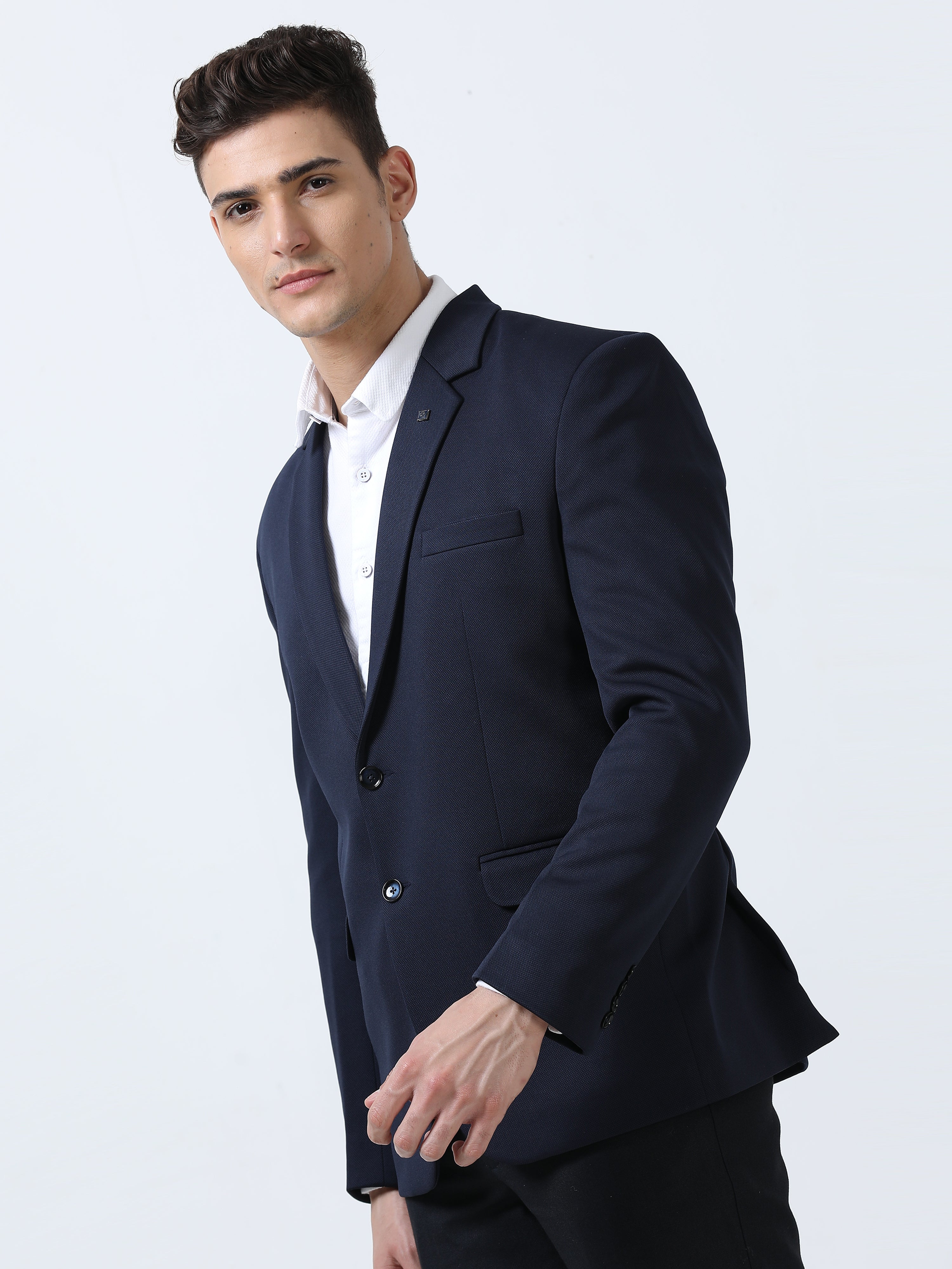 MEN'S DK.NAVY SOLID SLIM FIT BLAZER