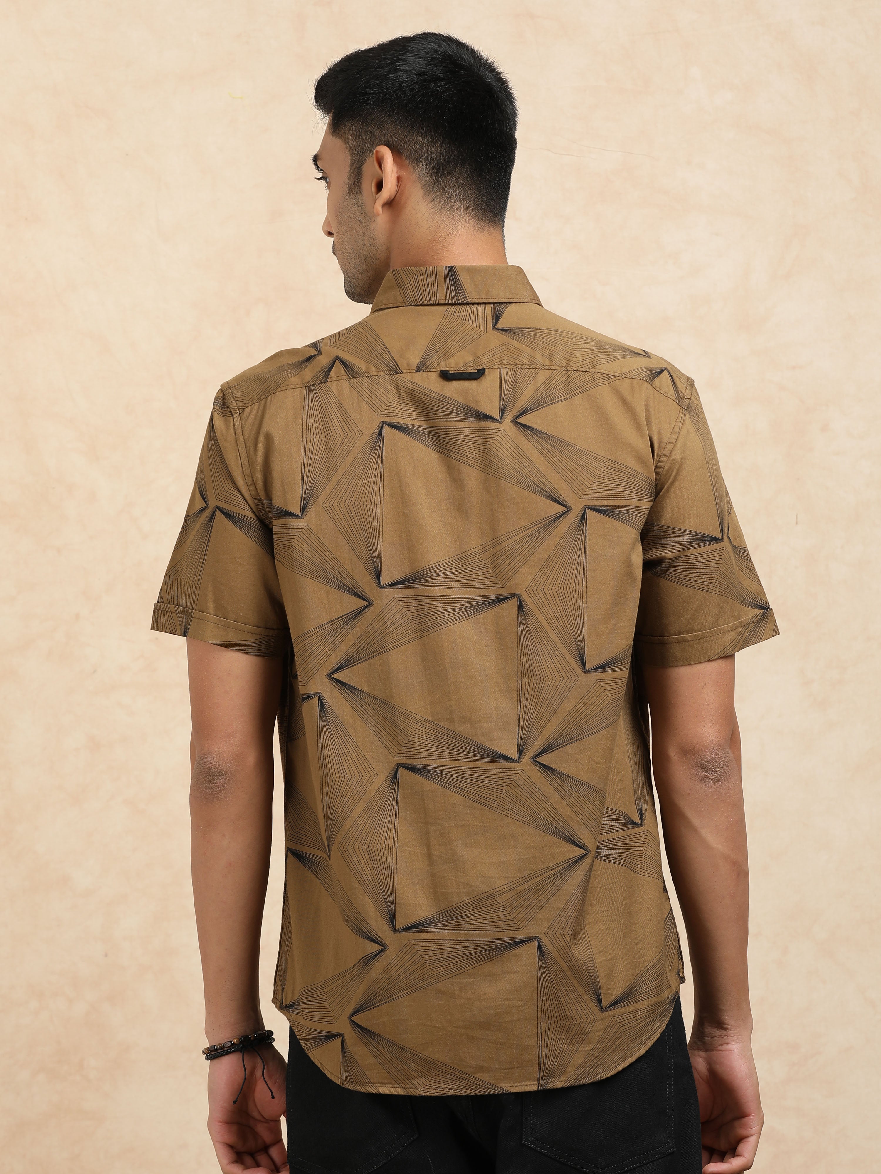 MEN'S GOLD PRINT SLIM FIT SHIRT