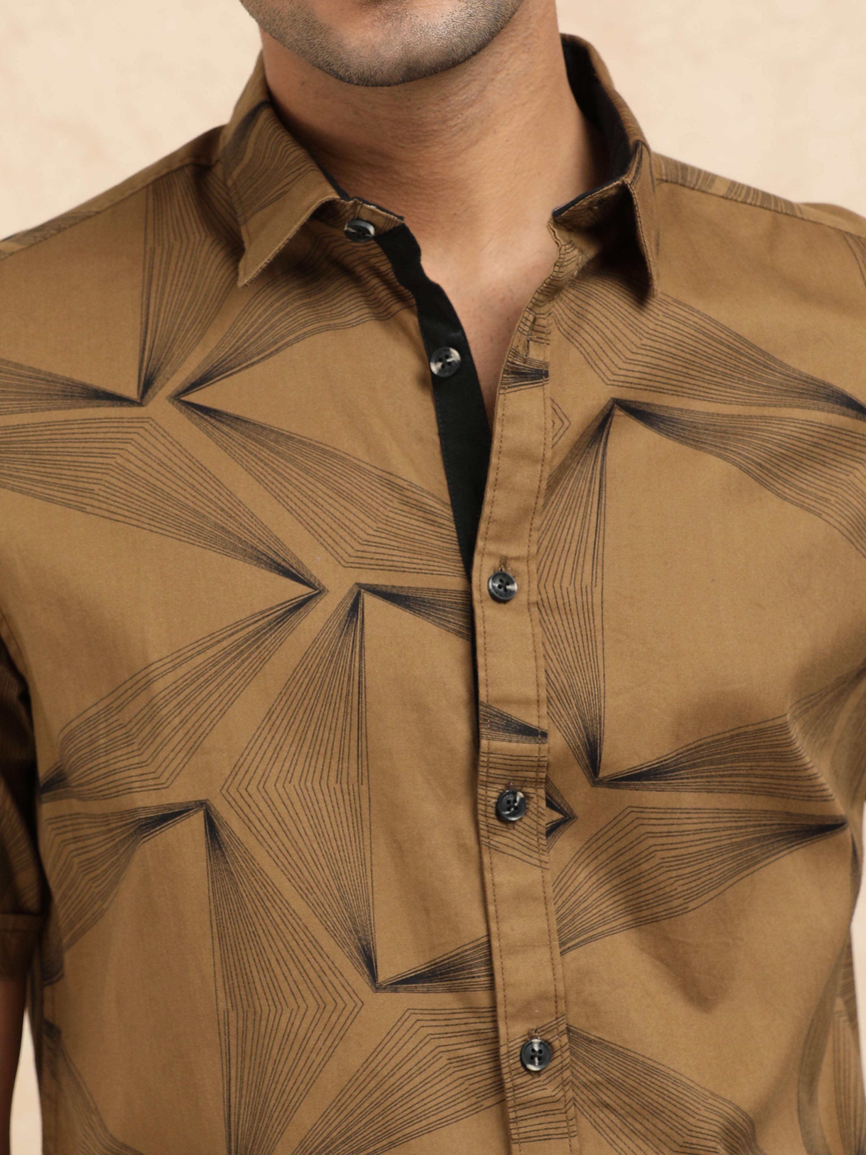MEN'S GOLD PRINT SLIM FIT SHIRT