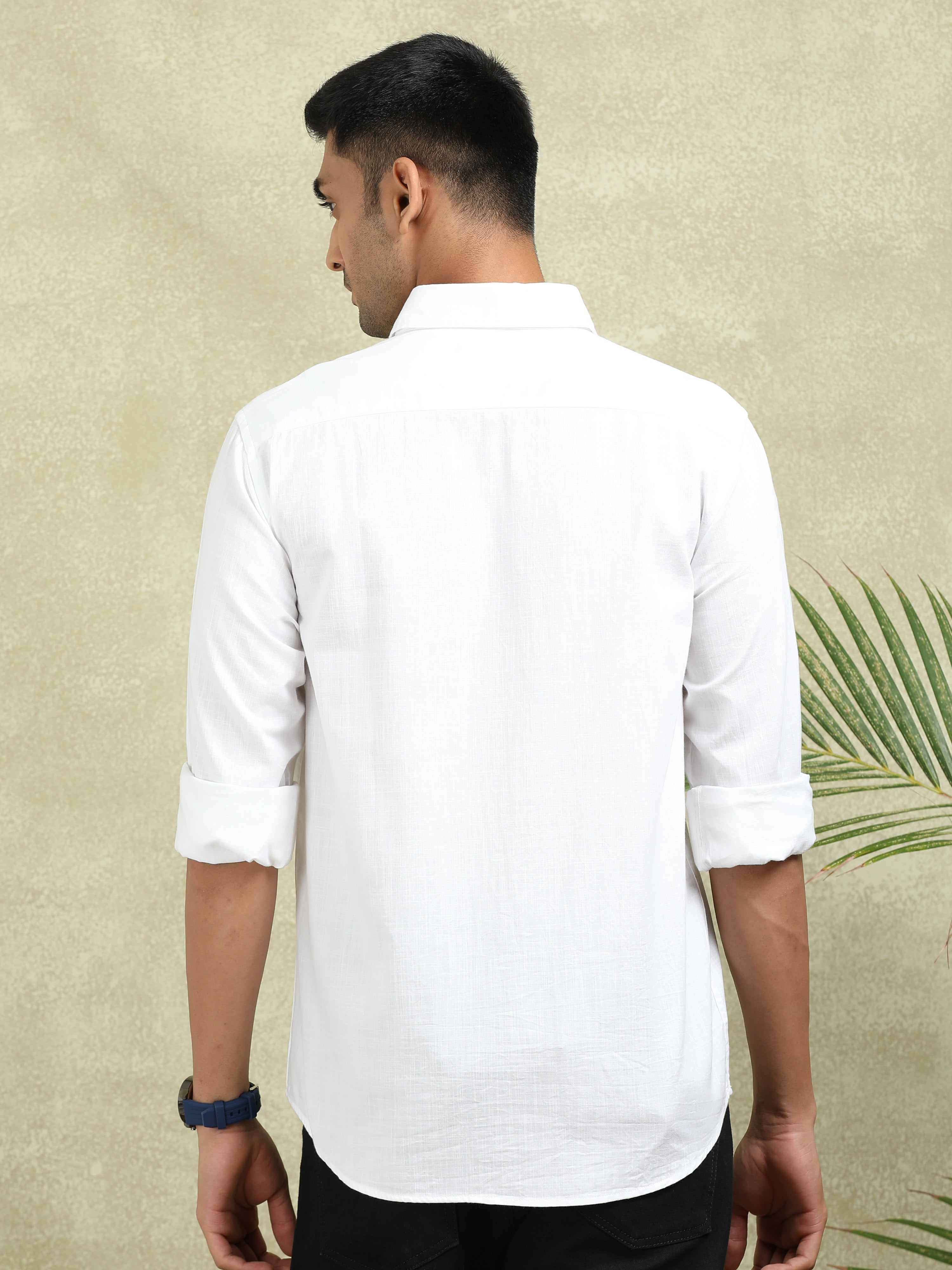 MEN'S WHITE SOLID SLIM FIT SHIRT