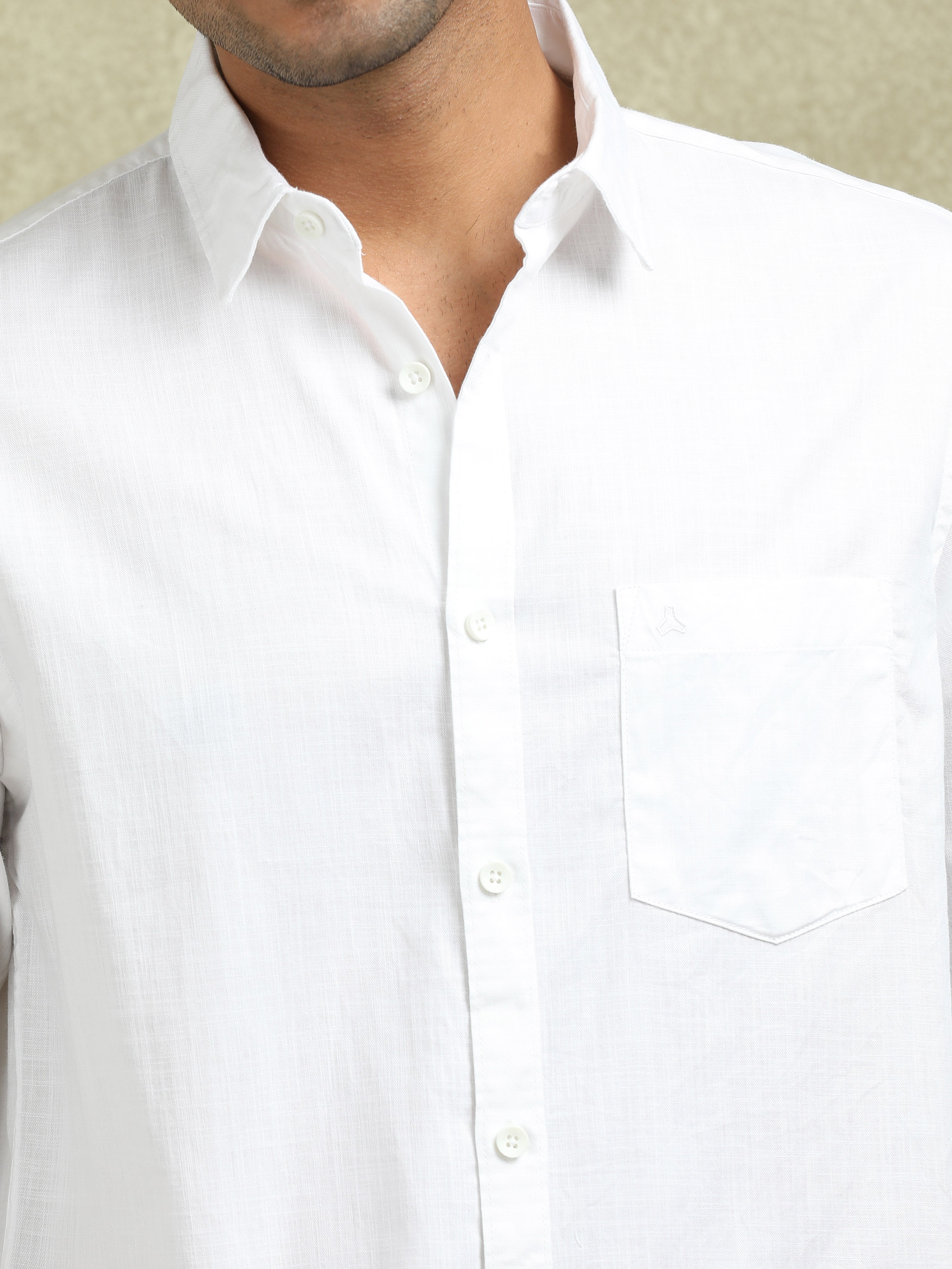 MEN'S WHITE SOLID SLIM FIT SHIRT