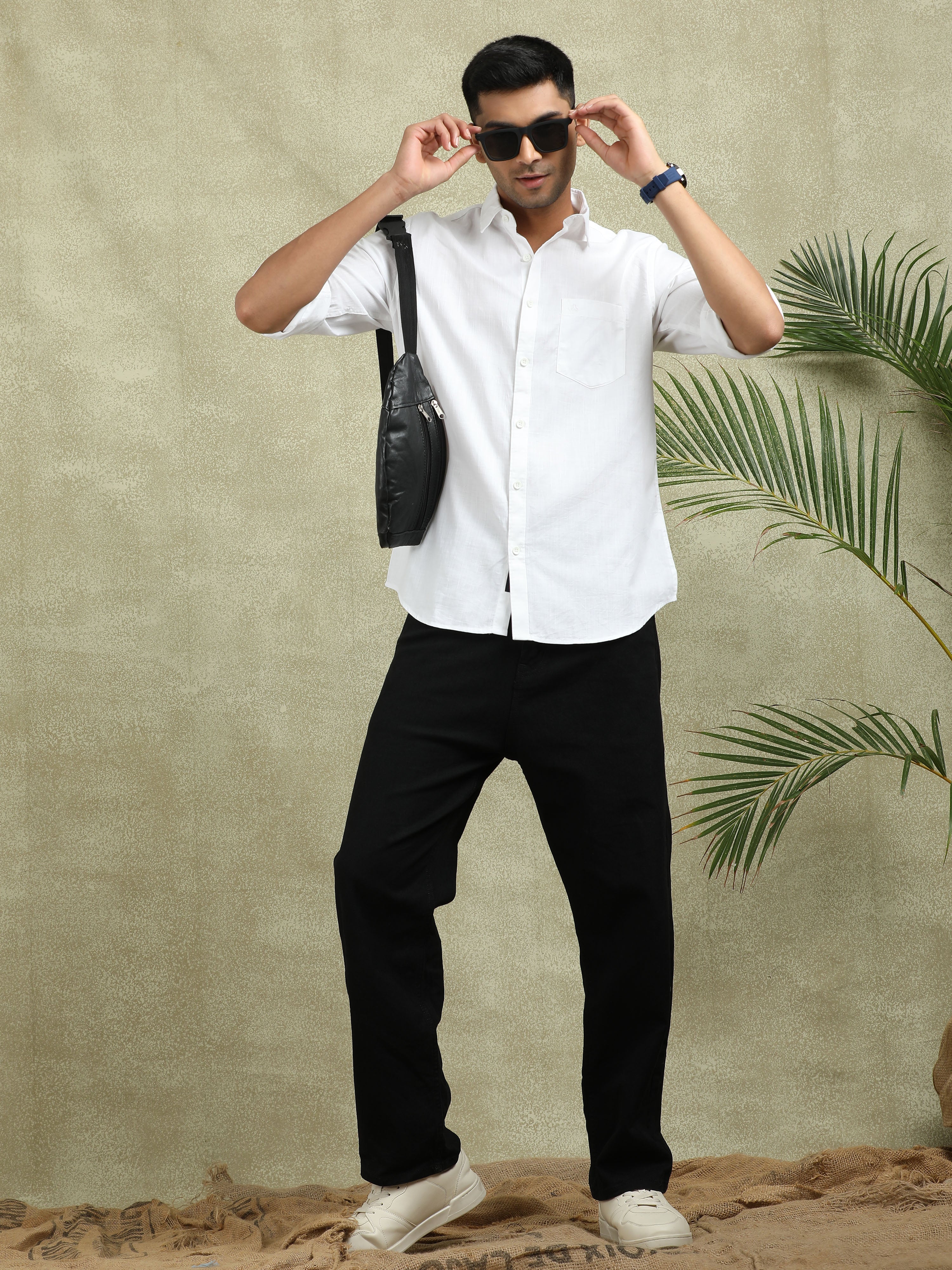 MEN'S WHITE SOLID SLIM FIT SHIRT