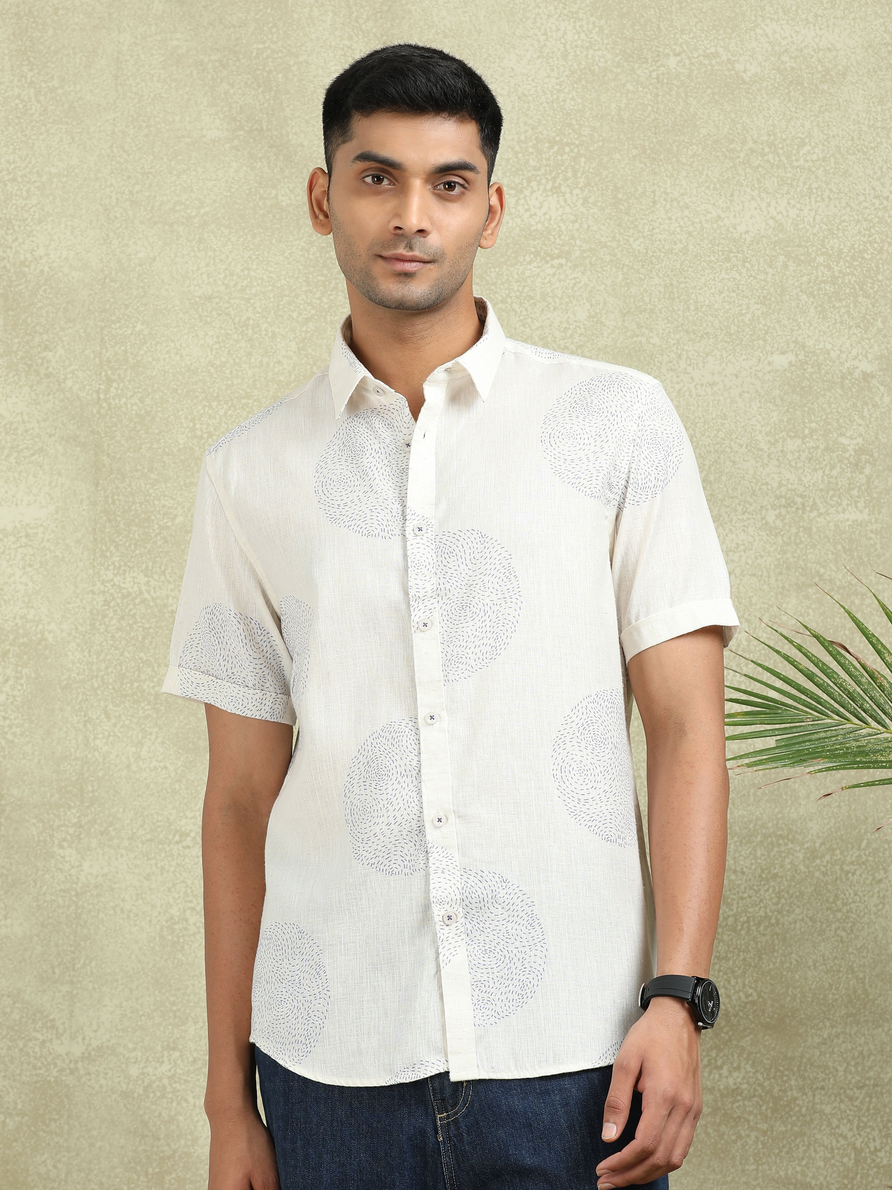 MEN'S BLUE PRINT SLIM FIT SHIRT
