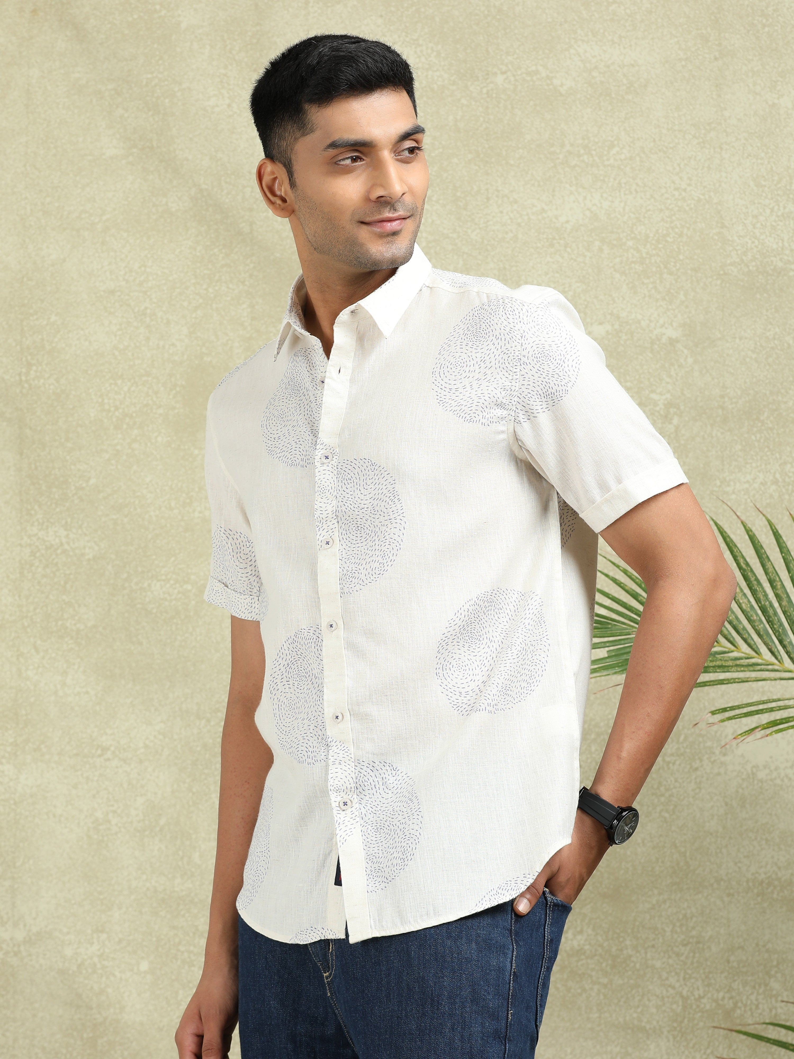 MEN'S BLUE PRINT SLIM FIT SHIRT