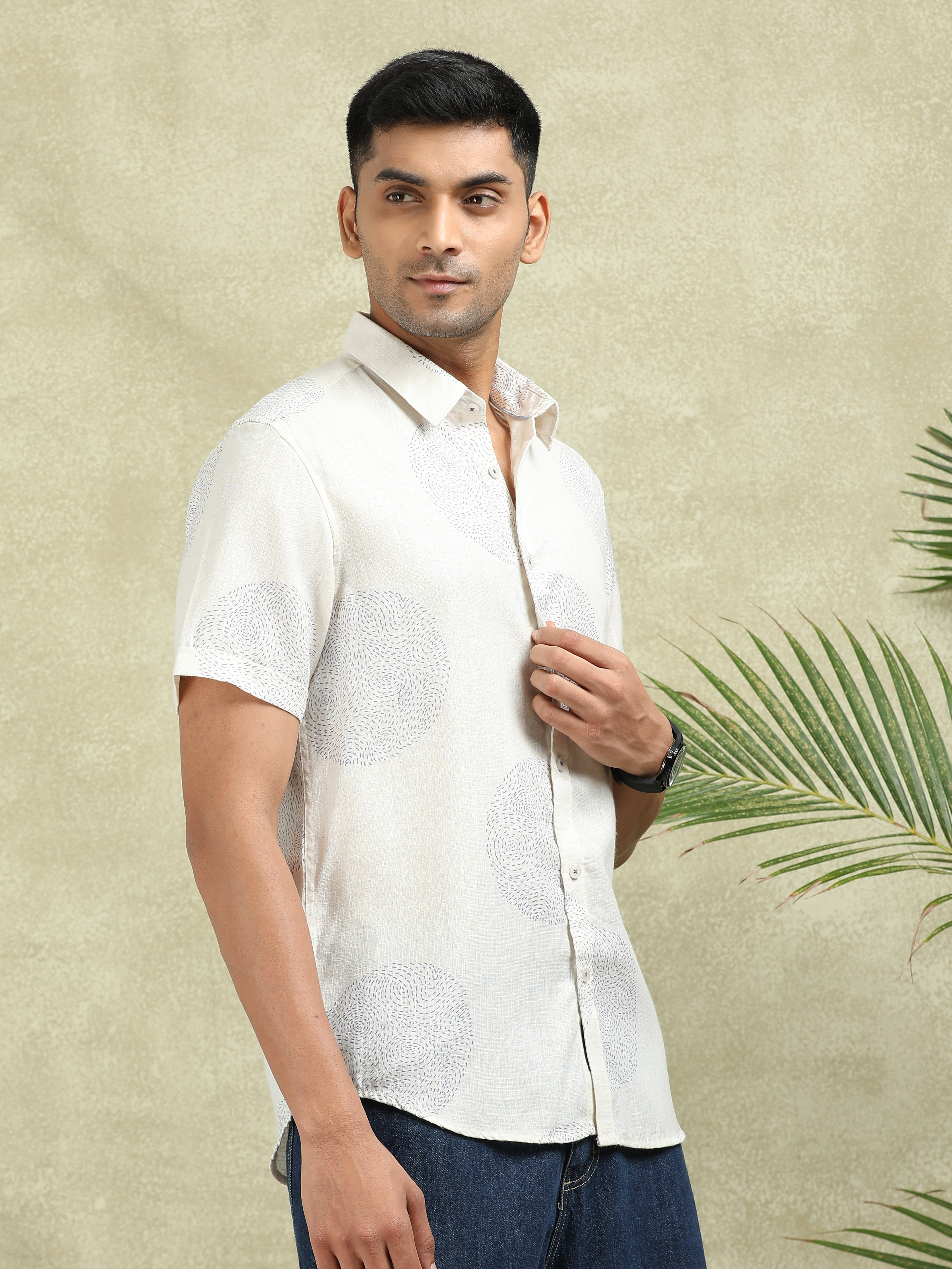 MEN'S BLUE PRINT SLIM FIT SHIRT