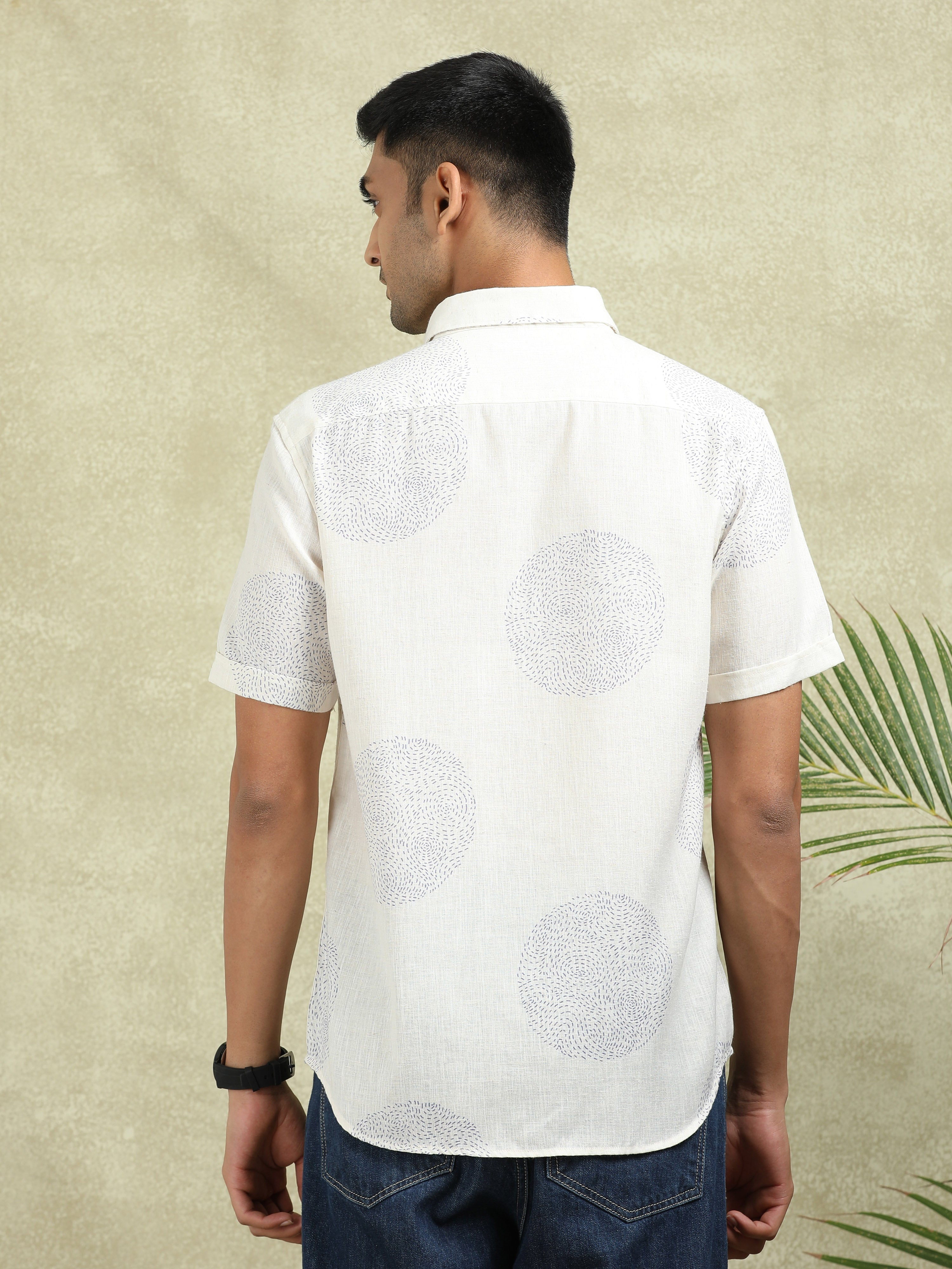 MEN'S BLUE PRINT SLIM FIT SHIRT