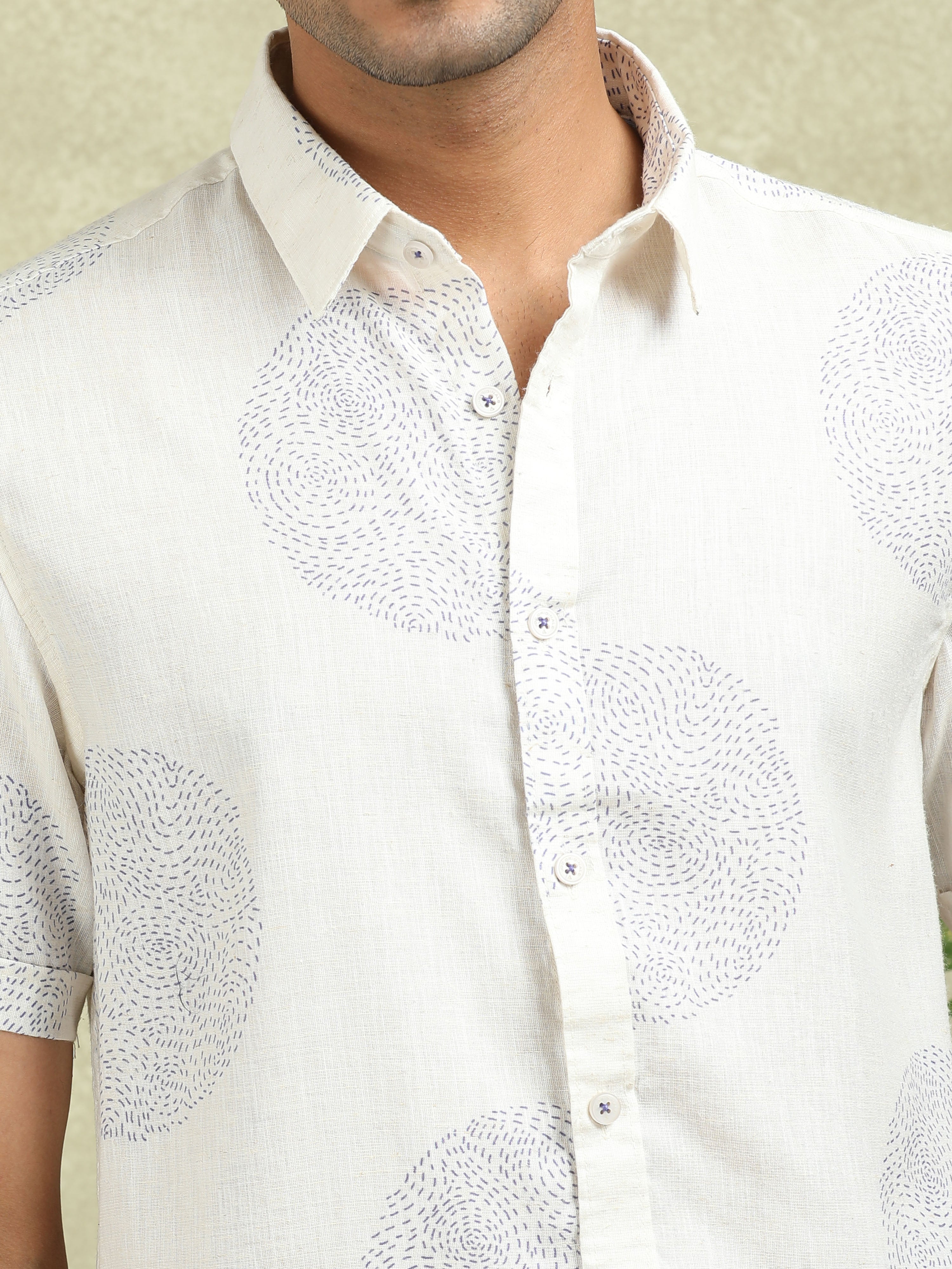 MEN'S BLUE PRINT SLIM FIT SHIRT