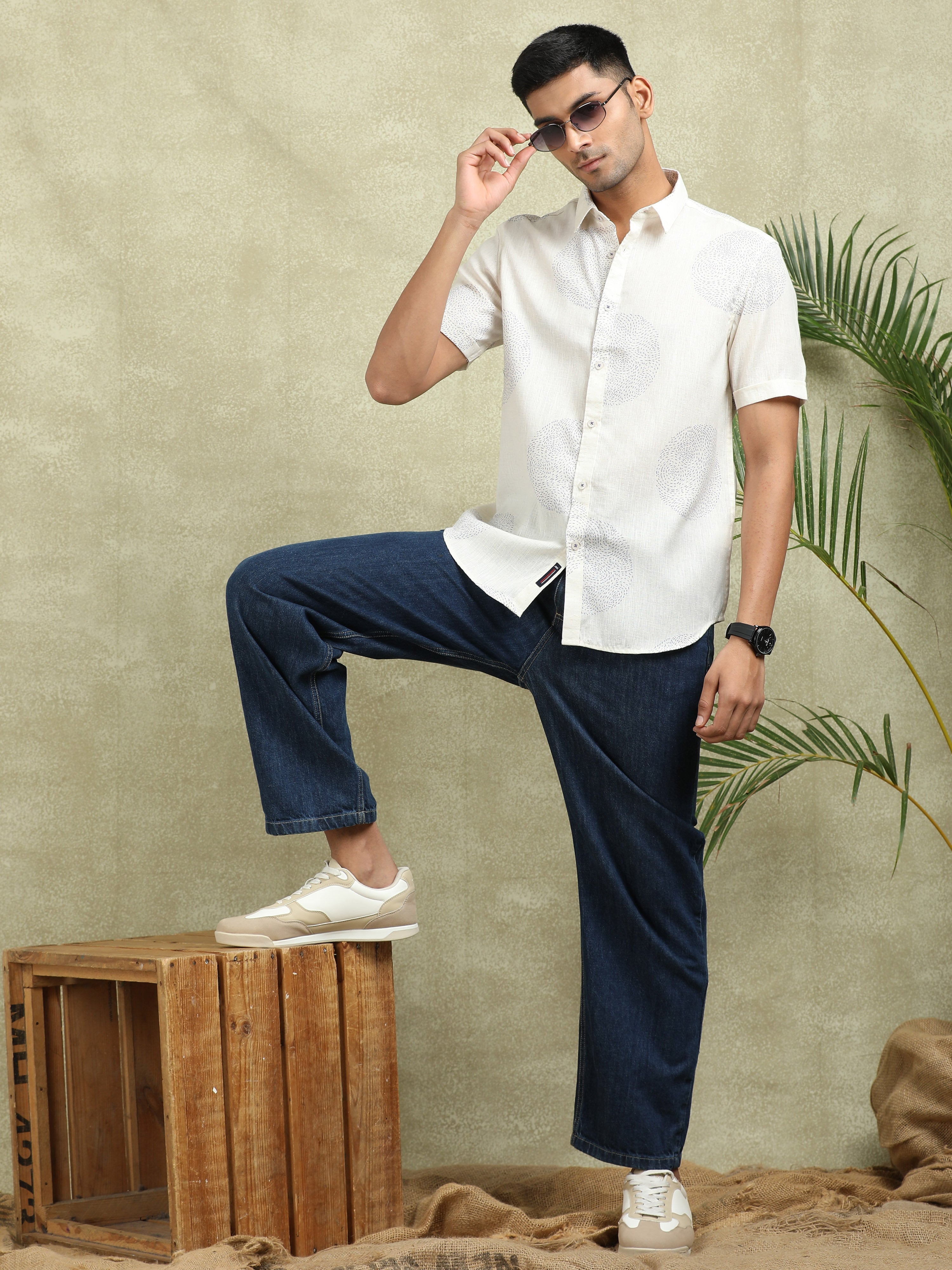 MEN'S BLUE PRINT SLIM FIT SHIRT