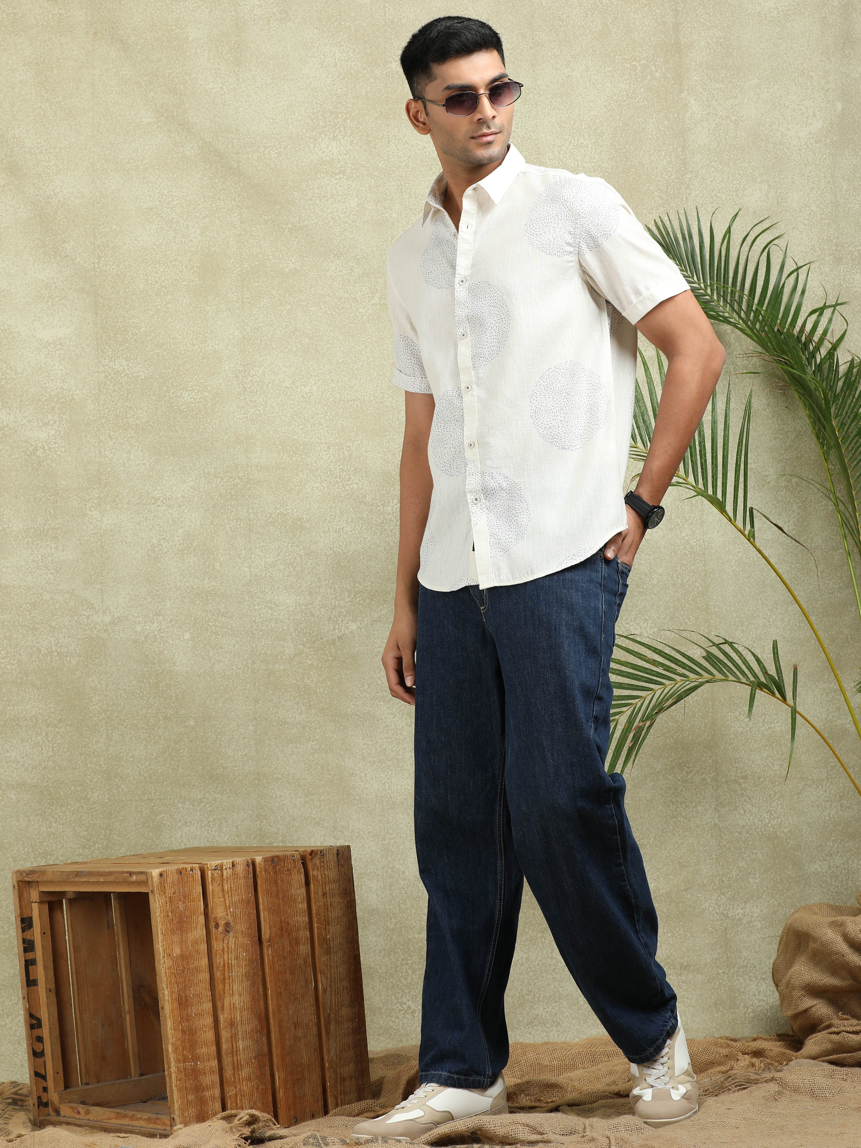 MEN'S BLUE PRINT SLIM FIT SHIRT