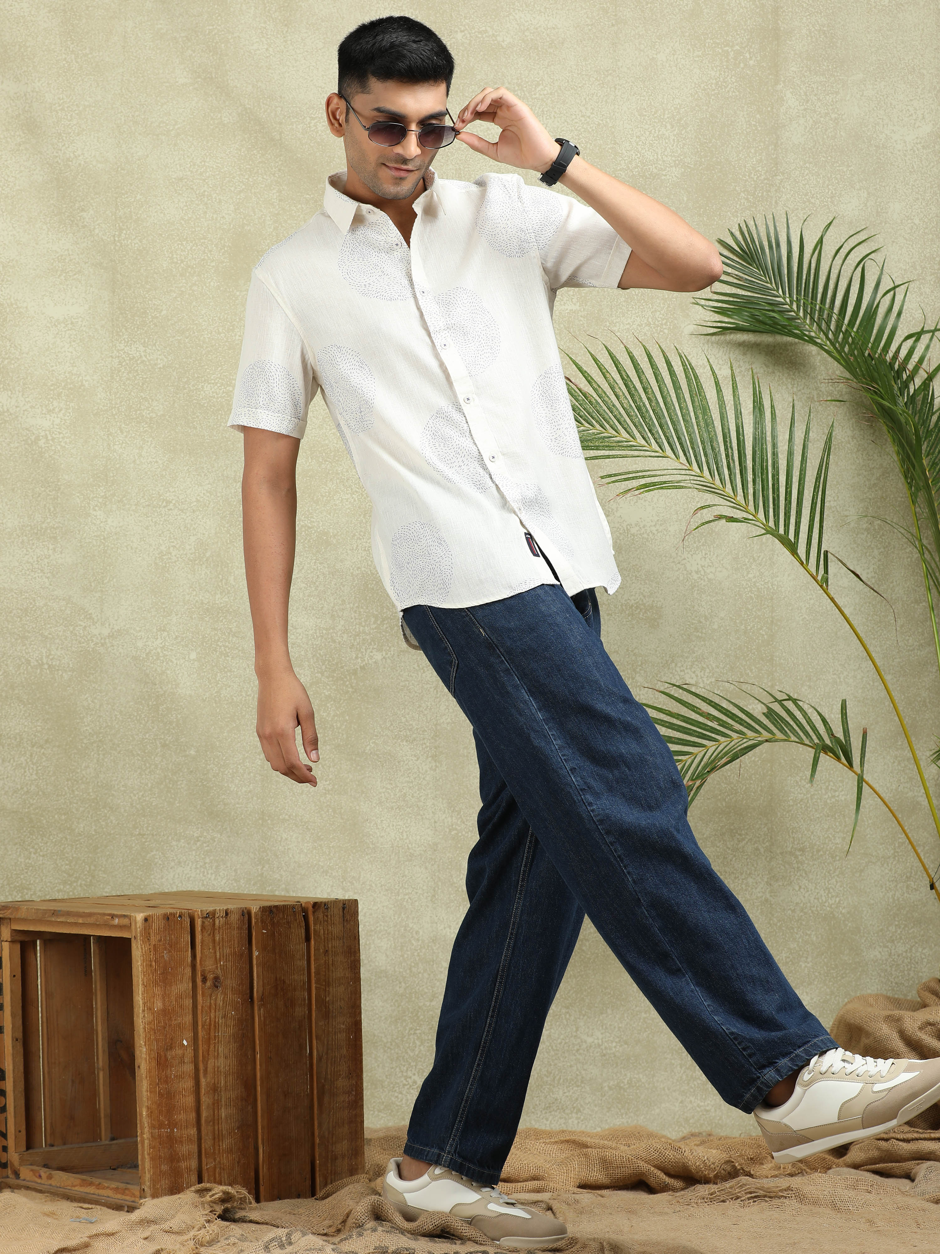 MEN'S BLUE PRINT SLIM FIT SHIRT