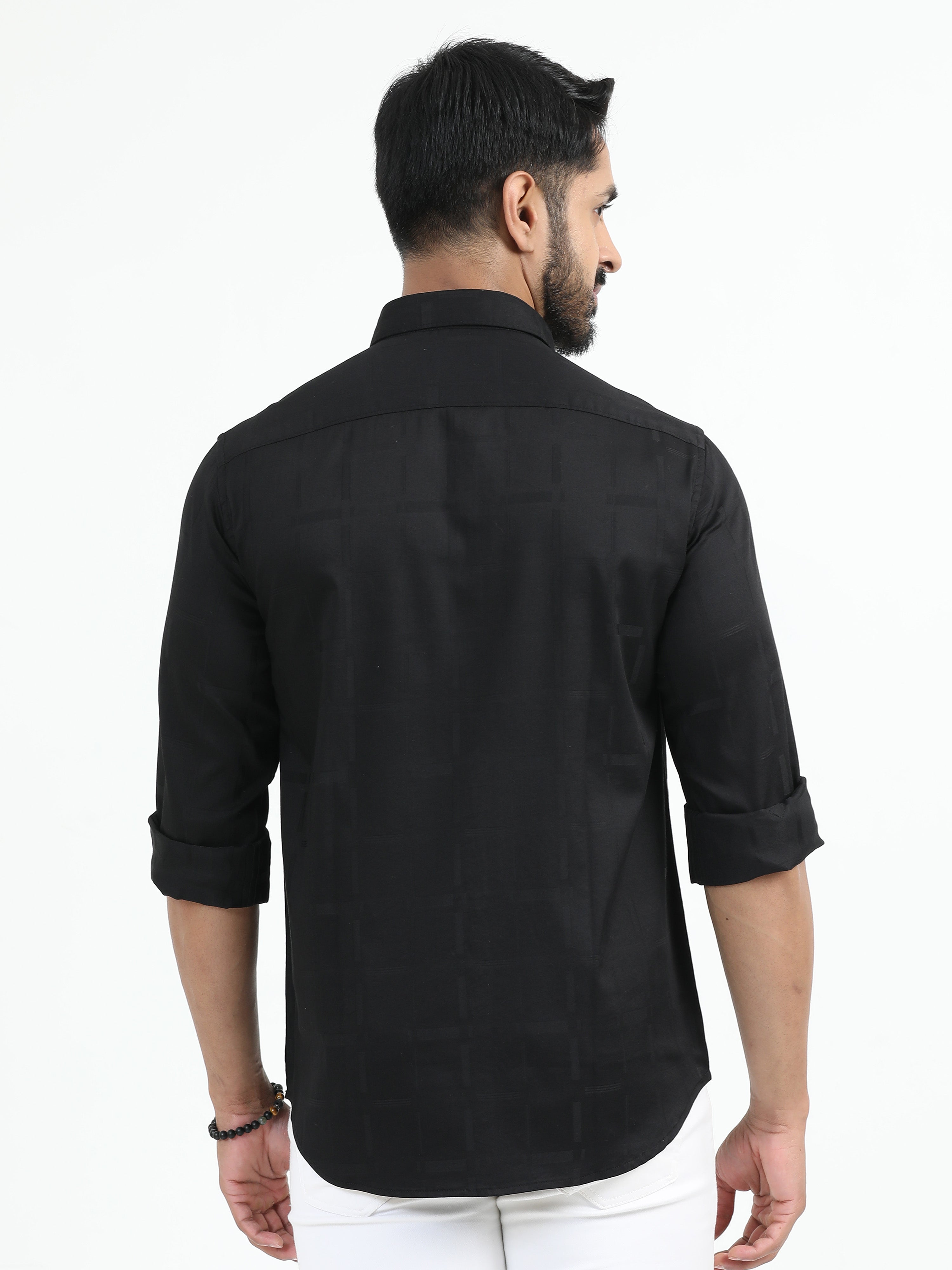 MEN'S BLACK PLAIN SLIM FIT SHIRT