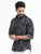 MEN'S BLACK PRINT SLIM FIT SHIRT