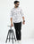 MEN'S WHITE PRINT SLIM FIT SHIRT