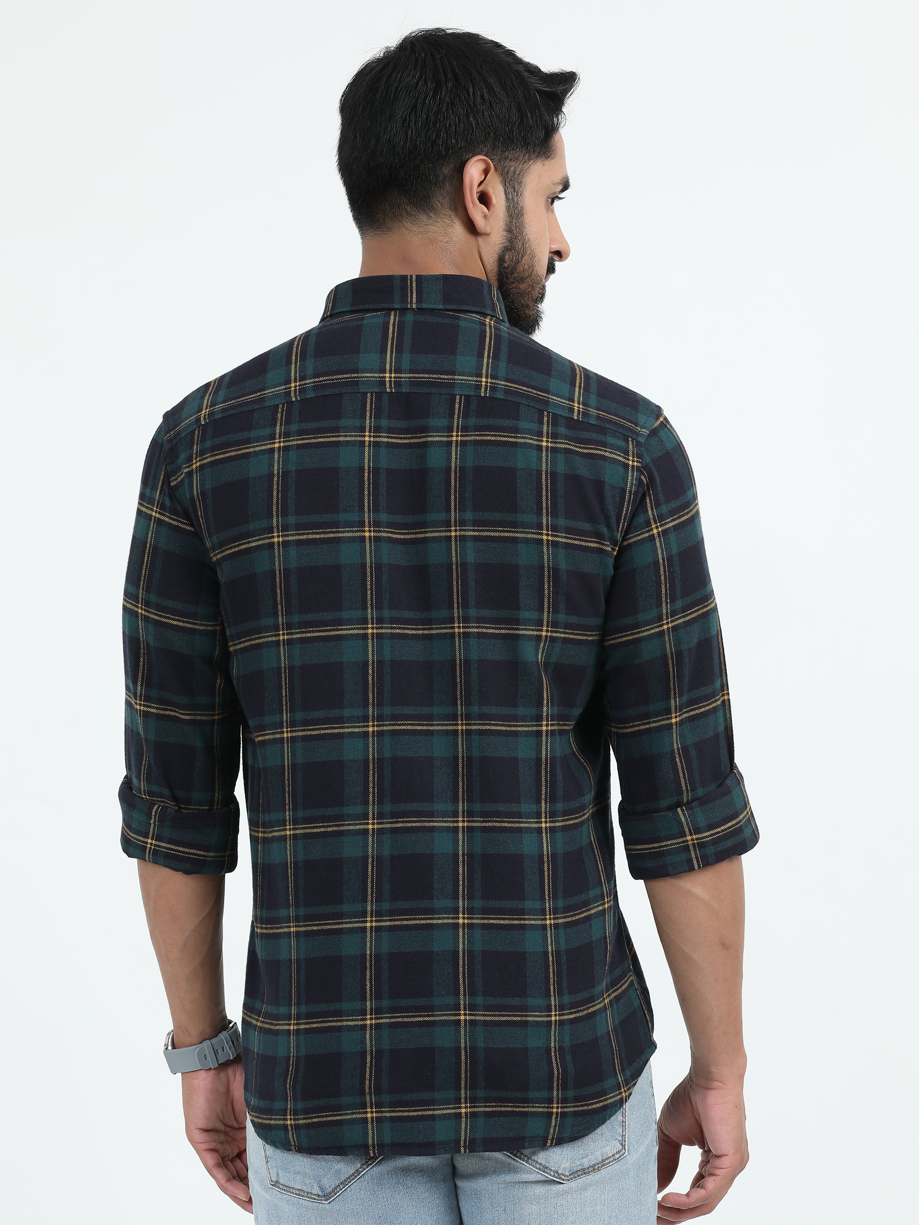 MEN'S BLACK  CHECKS SLIM FIT SHIRT