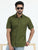 MEN'S OLIVE SOLID SLIM FIT SHIRT