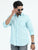 MEN'S TEEL BLUE PRINTED SLIM FIT SHIRT