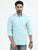 MEN'S TEEL BLUE PRINTED SLIM FIT SHIRT