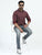 MEN'S MAROON PRINT SLIM FIT SHIRT